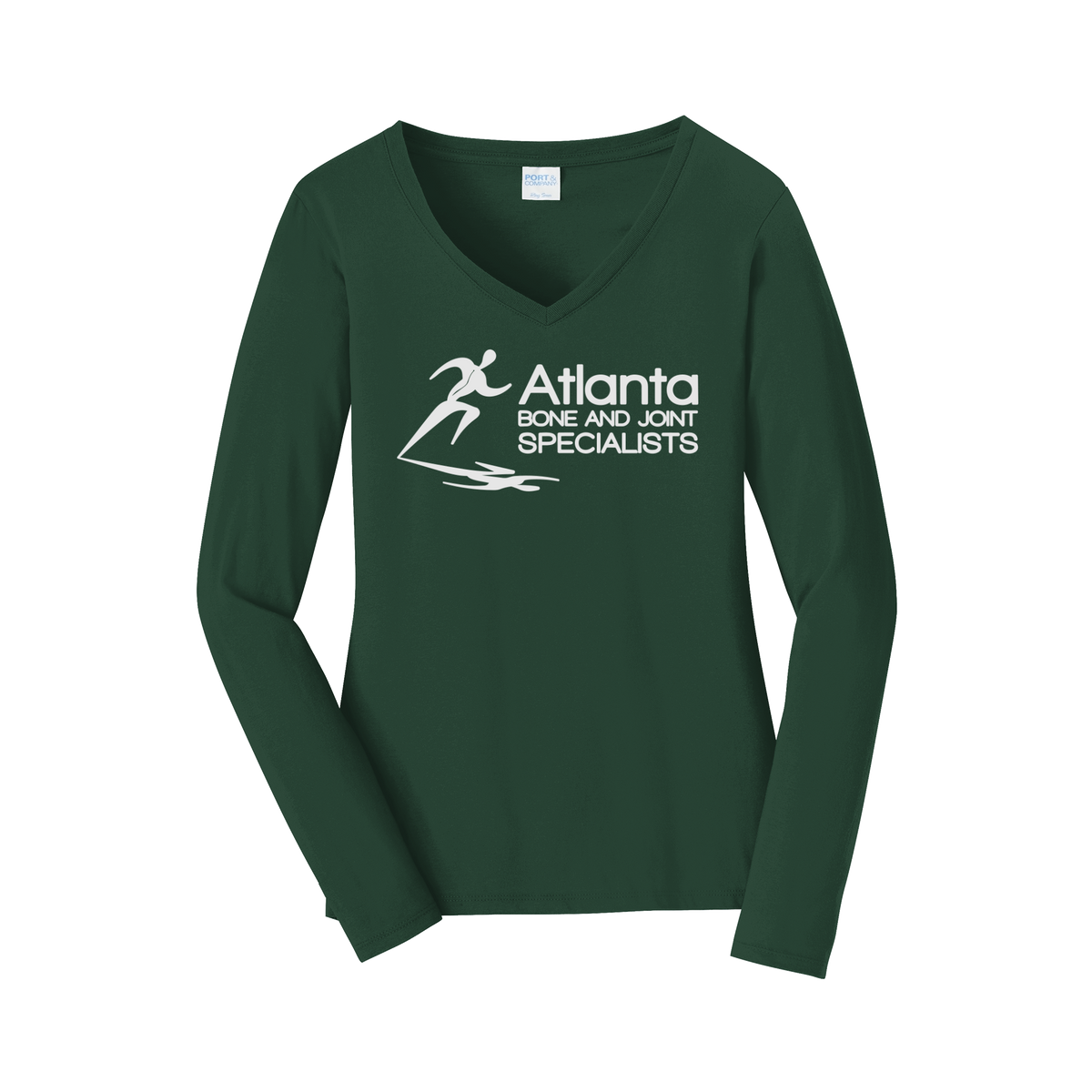 atlantaboneandjoint-womens-long-sleeve-v-neck-dtf-front-LPC450VLS-forestgreen-flat-front