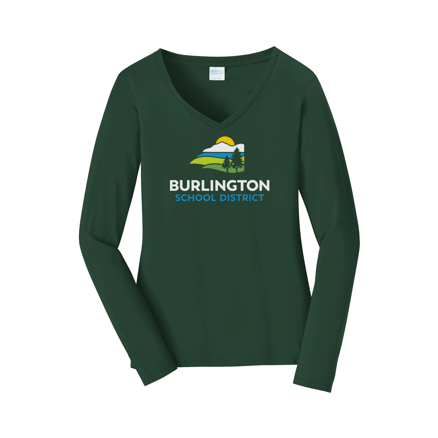 bsdvt-womens-long-sleeve-v-neck-dtf-front-LPC450VLS-forestgreen-flat-front