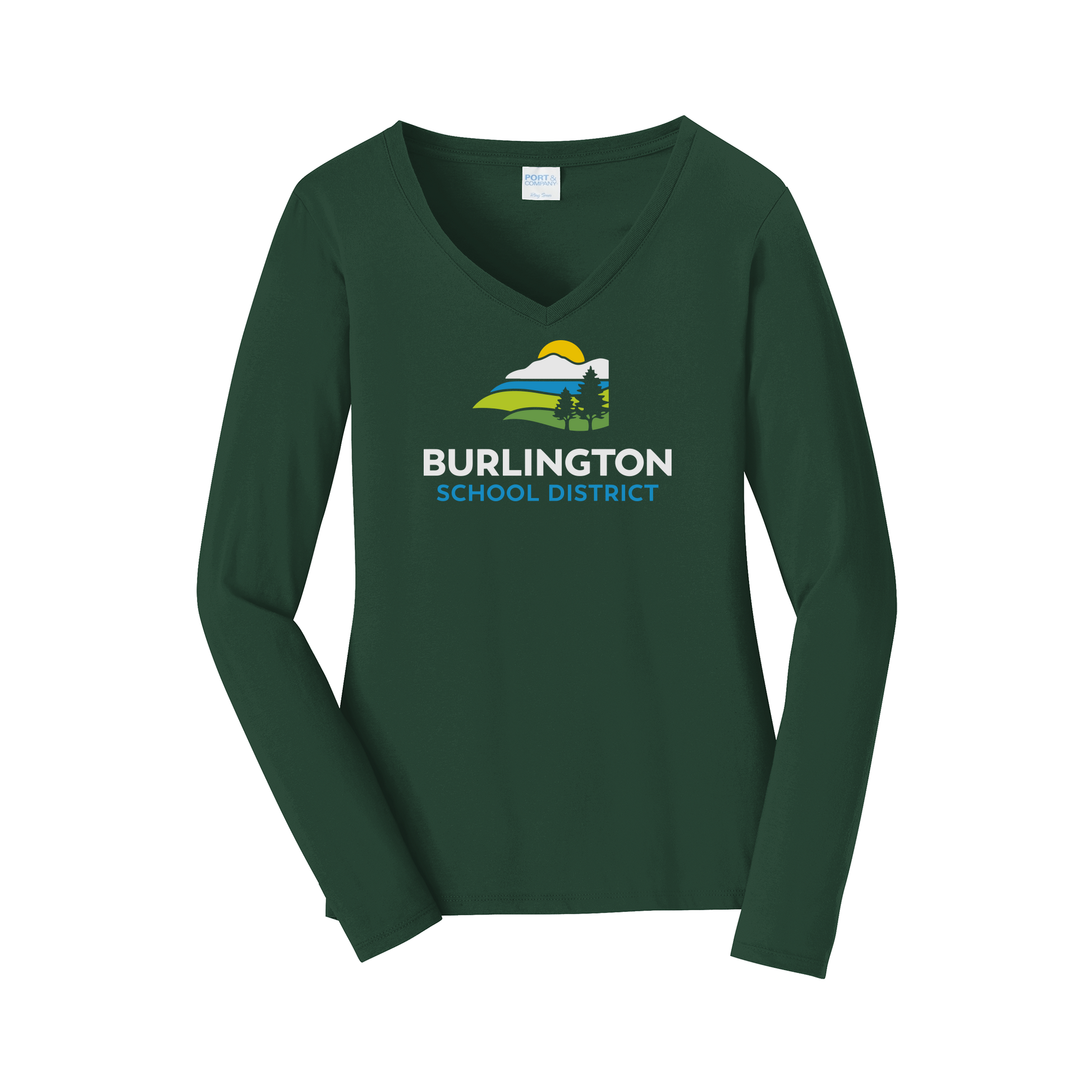 bsdvt-womens-long-sleeve-v-neck-dtf-front-LPC450VLS-forestgreen-flat-front