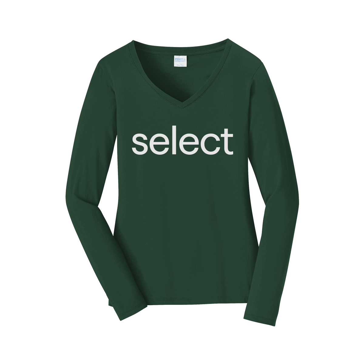 meetselect-womens-long-sleeve-v-neck-dtf-front-LPC450VLS-forestgreen-flat-front