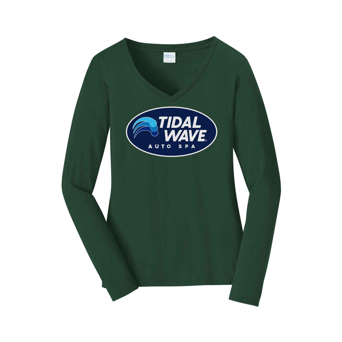 tidalwaveautospa-womens-long-sleeve-v-neck-dtf-front-LPC450VLS-forestgreen-flat-front