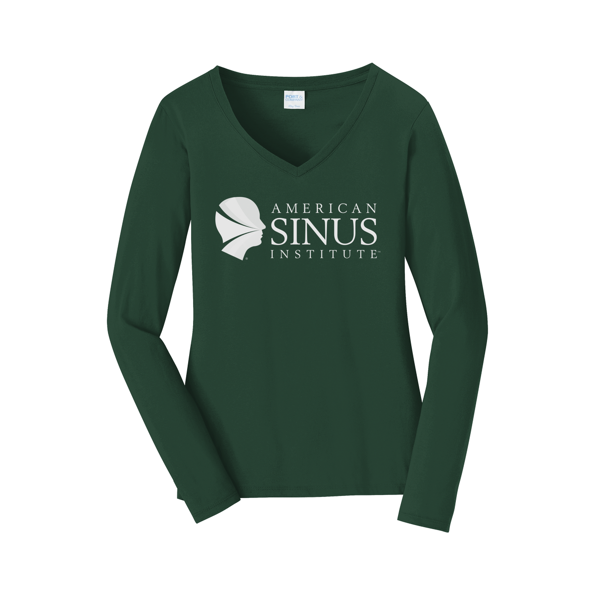 americansinus-womens-long-sleeve-v-neck-dtf-front-LPC450VLS-forestgreen-flat-front
