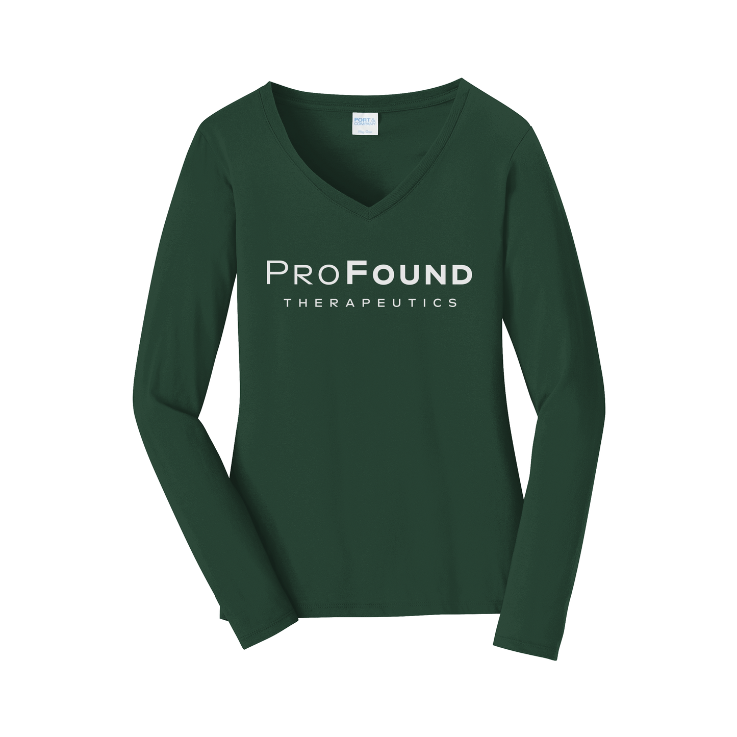 profoundtx-womens-long-sleeve-v-neck-dtf-front-LPC450VLS-forestgreen-flat-front