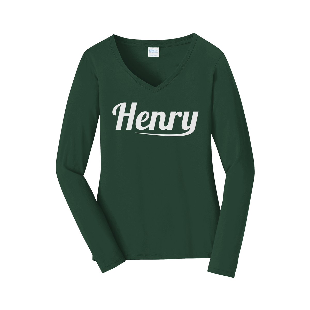 henrymeds-womens-long-sleeve-v-neck-dtf-front-LPC450VLS-forestgreen-flat-front