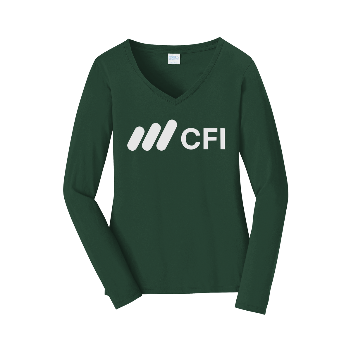corporatefinanceinstitute-womens-long-sleeve-v-neck-dtf-front-LPC450VLS-forestgreen-flat-front