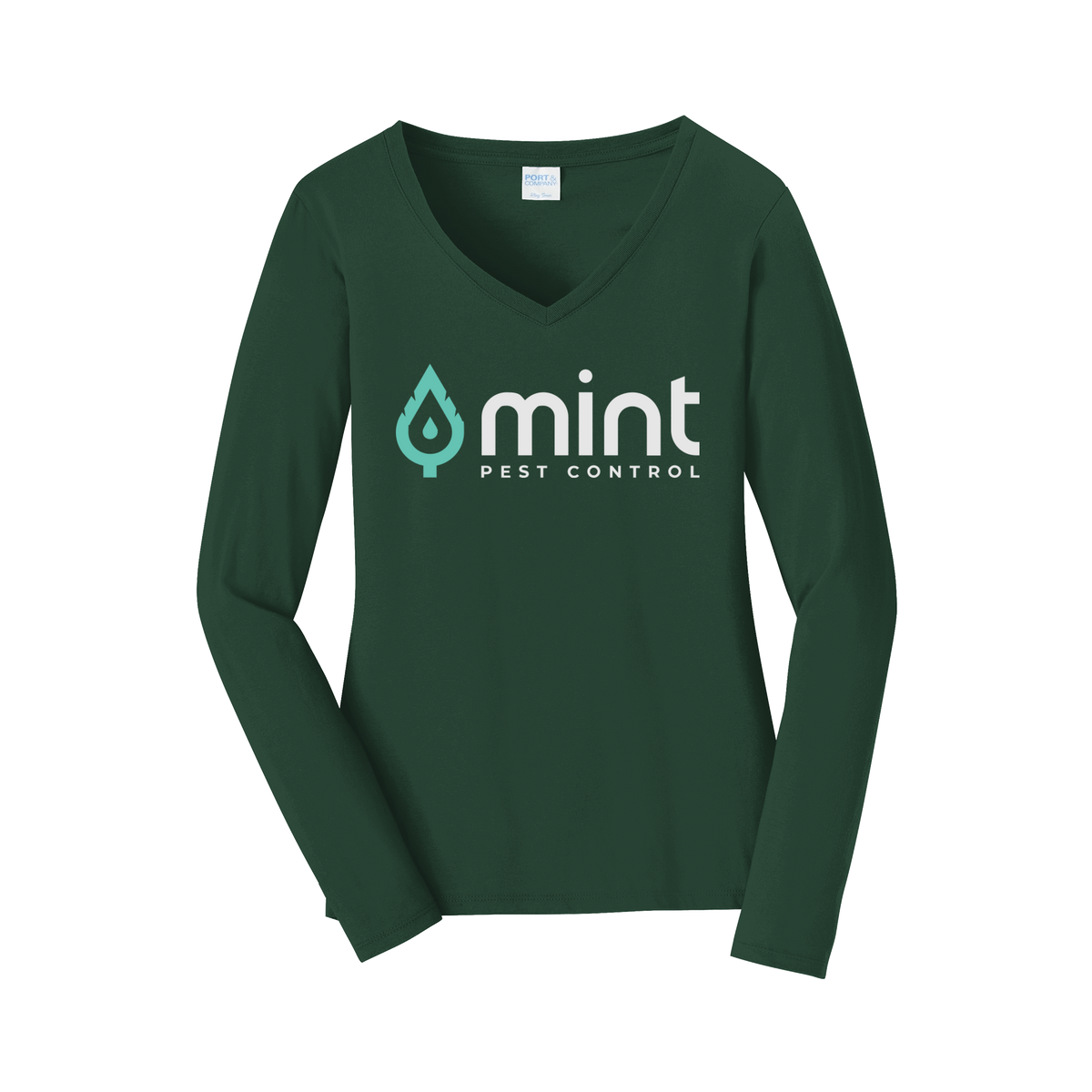 mintpest-womens-long-sleeve-v-neck-dtf-front-LPC450VLS-forestgreen-flat-front