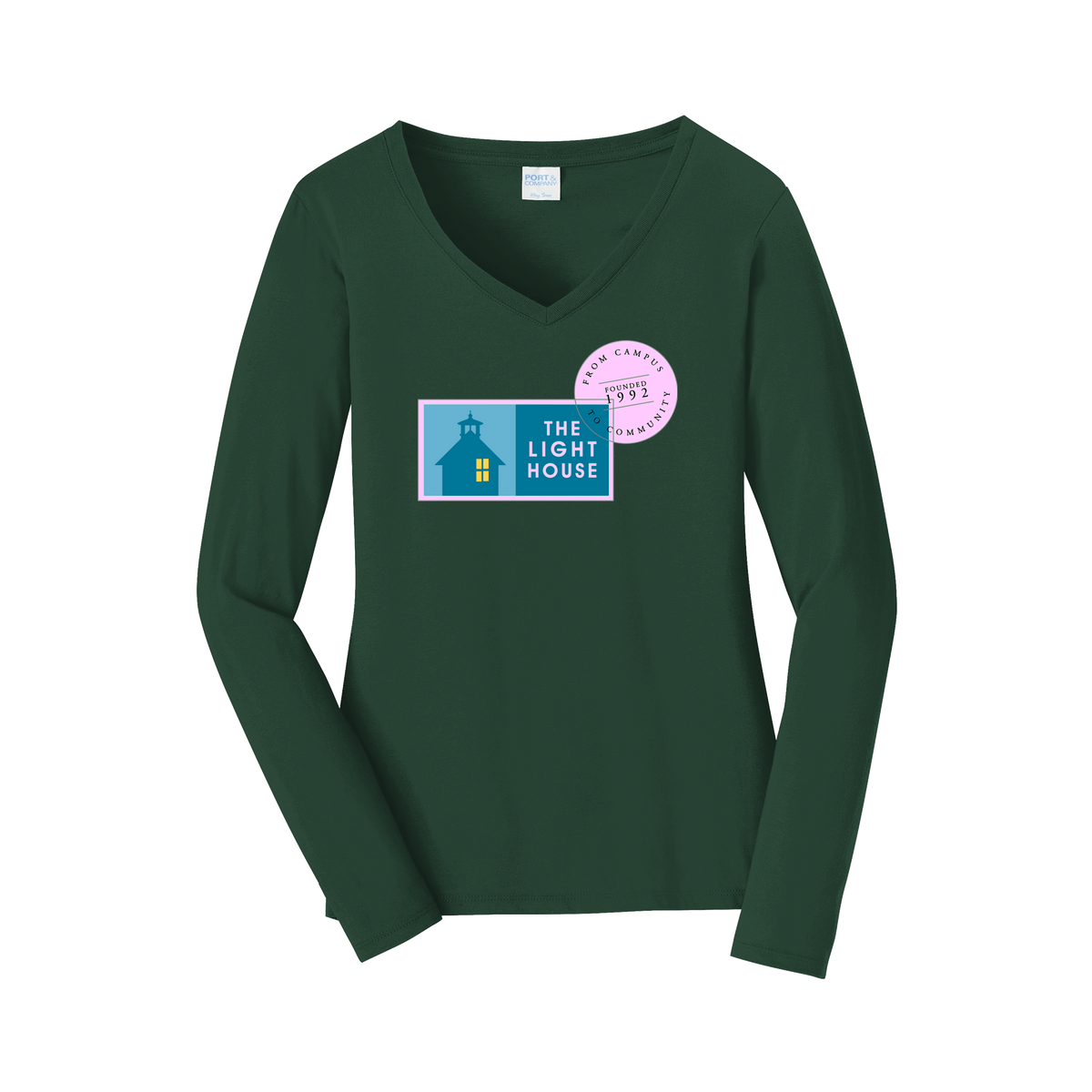 lhcampus-womens-long-sleeve-v-neck-dtf-front-LPC450VLS-forestgreen-flat-front