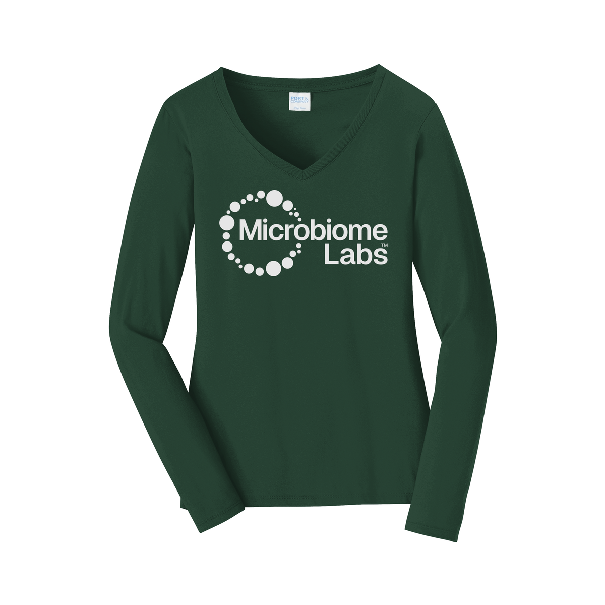 microbiomelabs-womens-long-sleeve-v-neck-dtf-front-LPC450VLS-forestgreen-flat-front