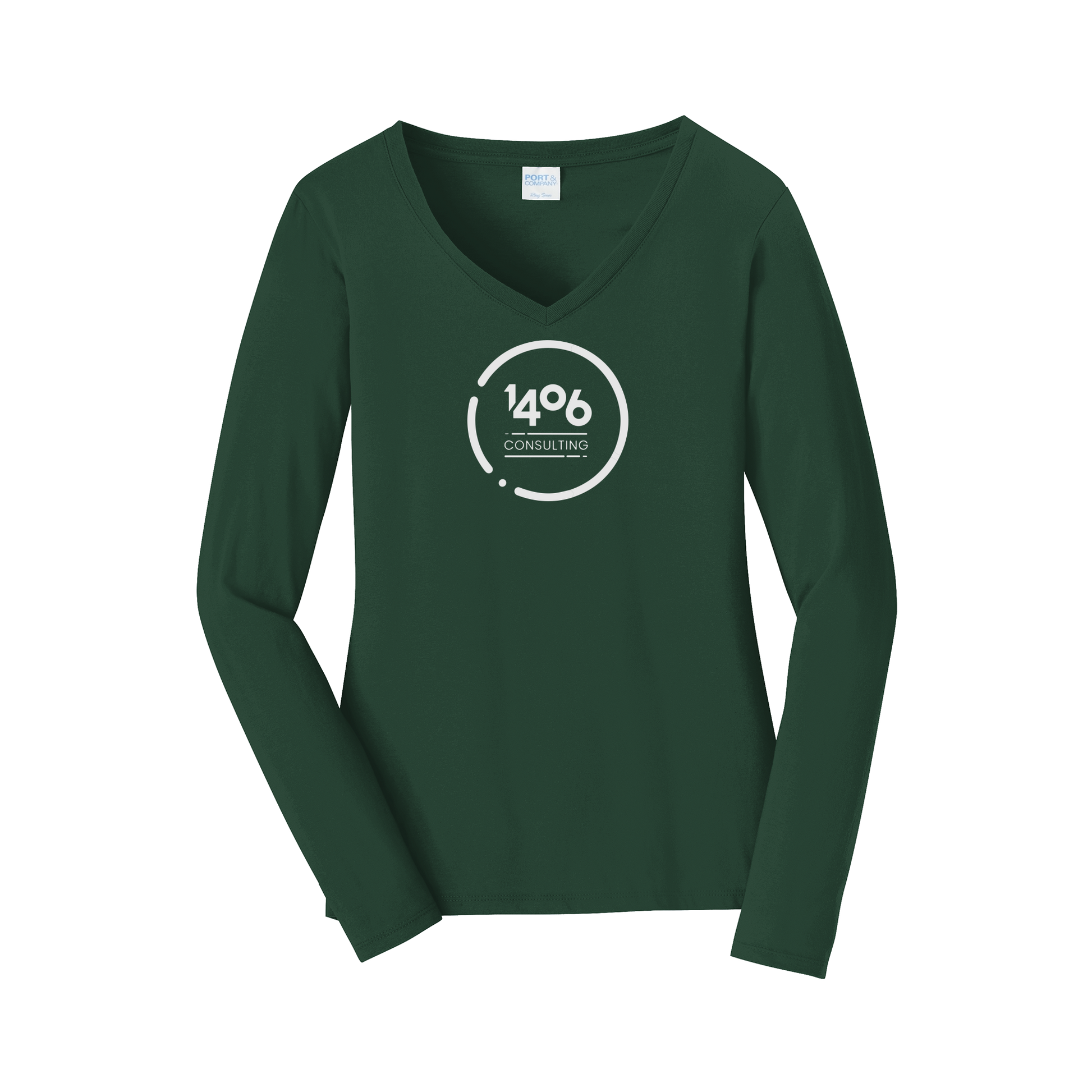 1406consulting-womens-long-sleeve-v-neck-dtf-front-LPC450VLS-forestgreen-flat-front