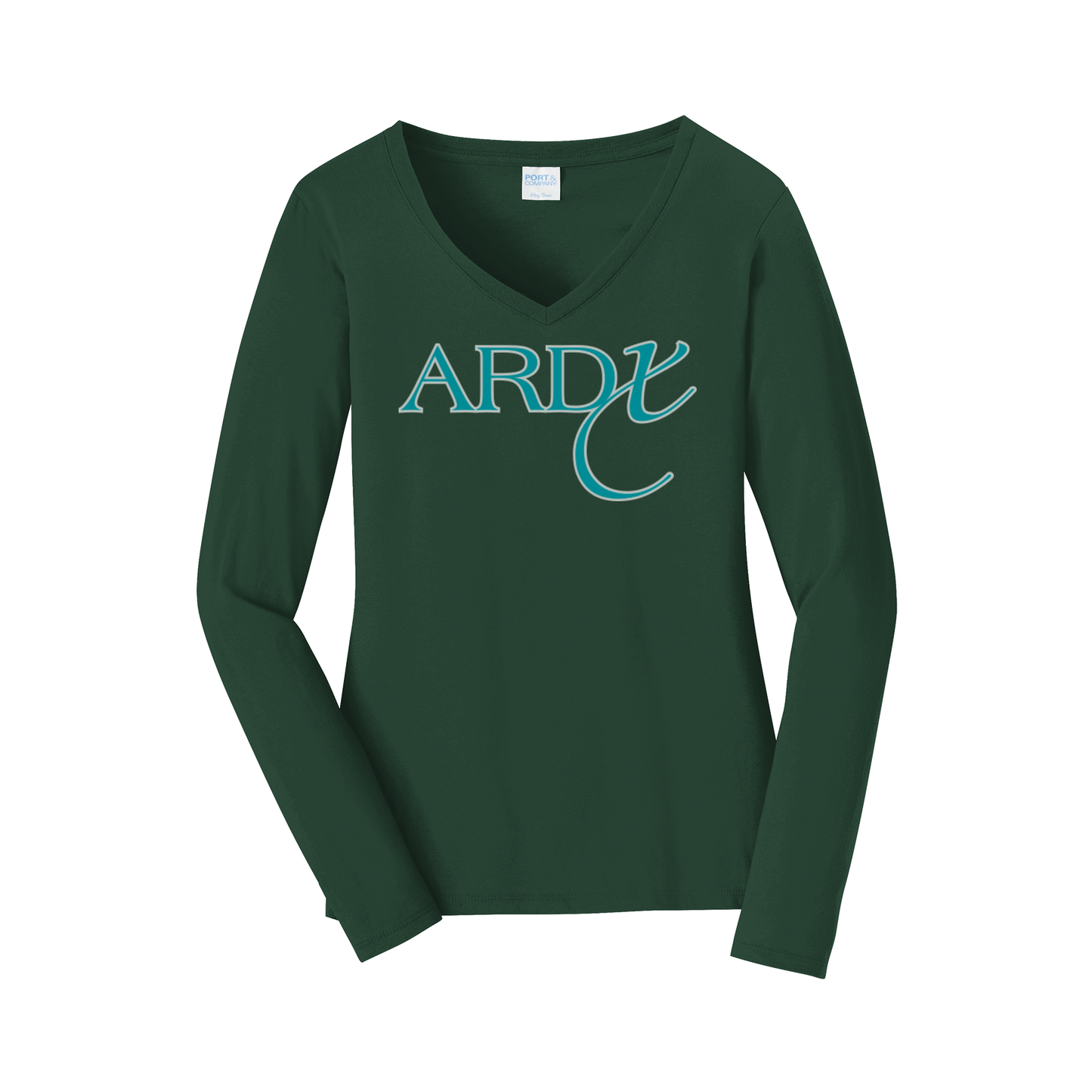 ardx-womens-long-sleeve-v-neck-dtf-front-LPC450VLS-forestgreen-flat-front