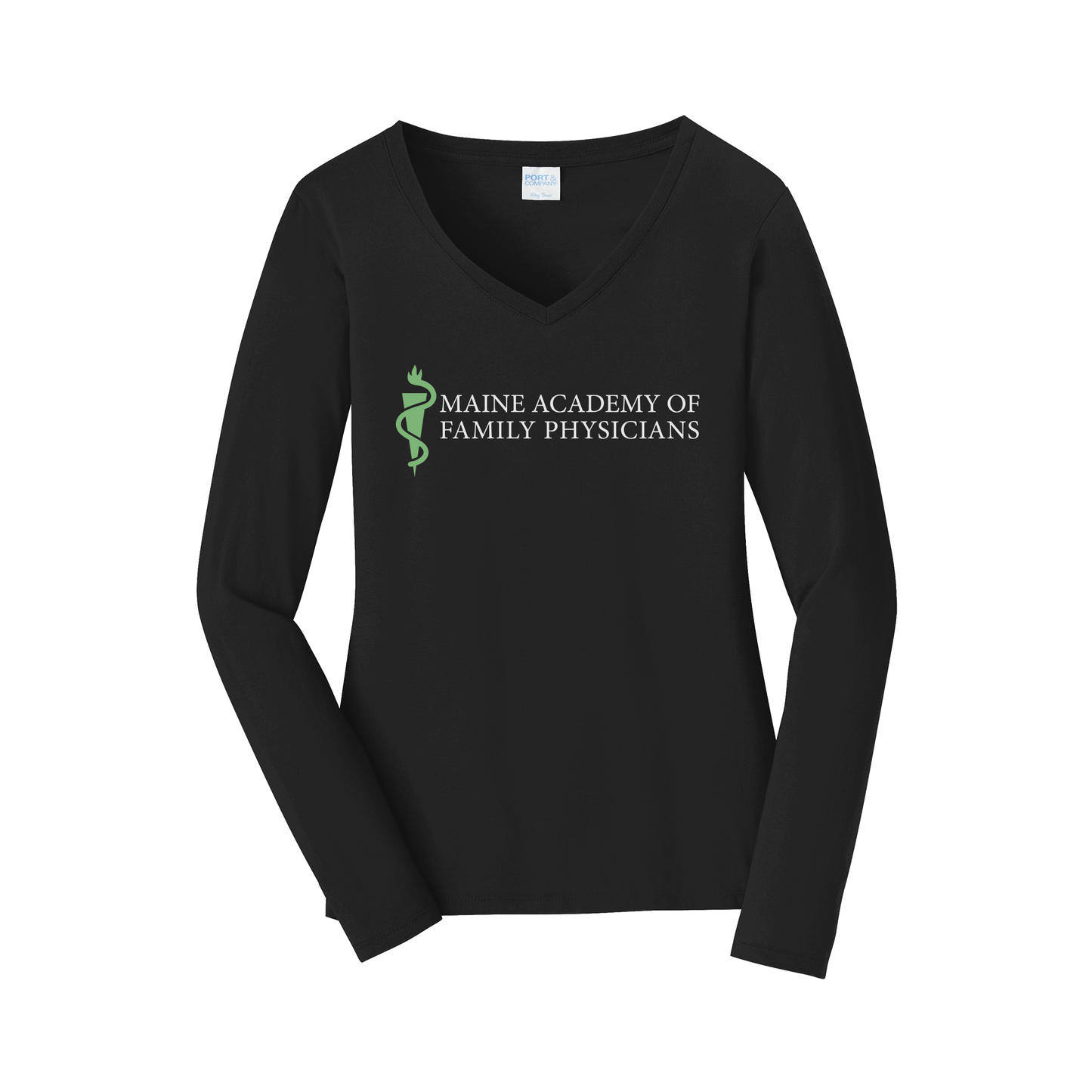maineafp-womens-long-sleeve-v-neck-dtf-front-LPC450VLS-jetblack-flat-front