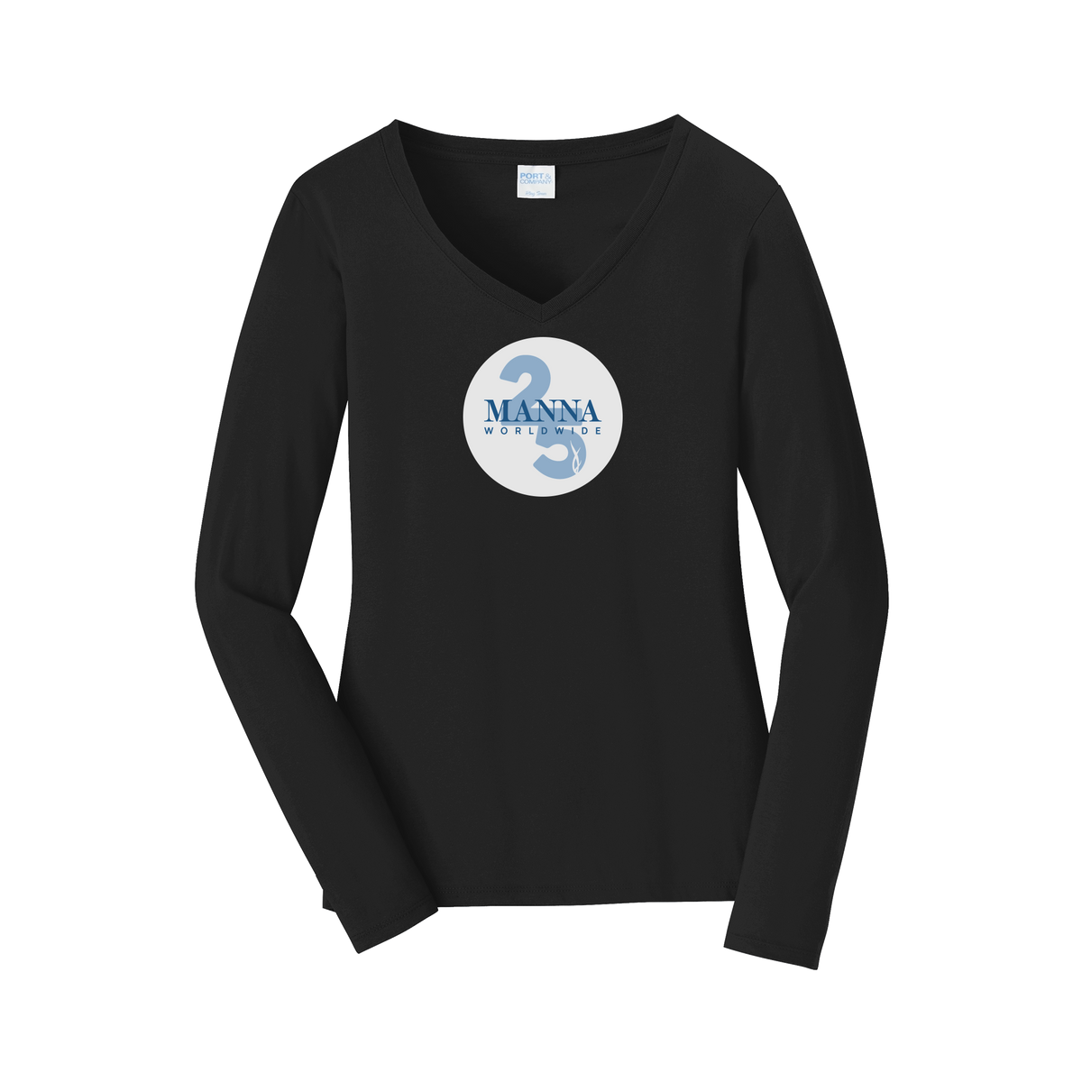 mannaworldwide-womens-long-sleeve-v-neck-dtf-front-LPC450VLS-jetblack-flat-front