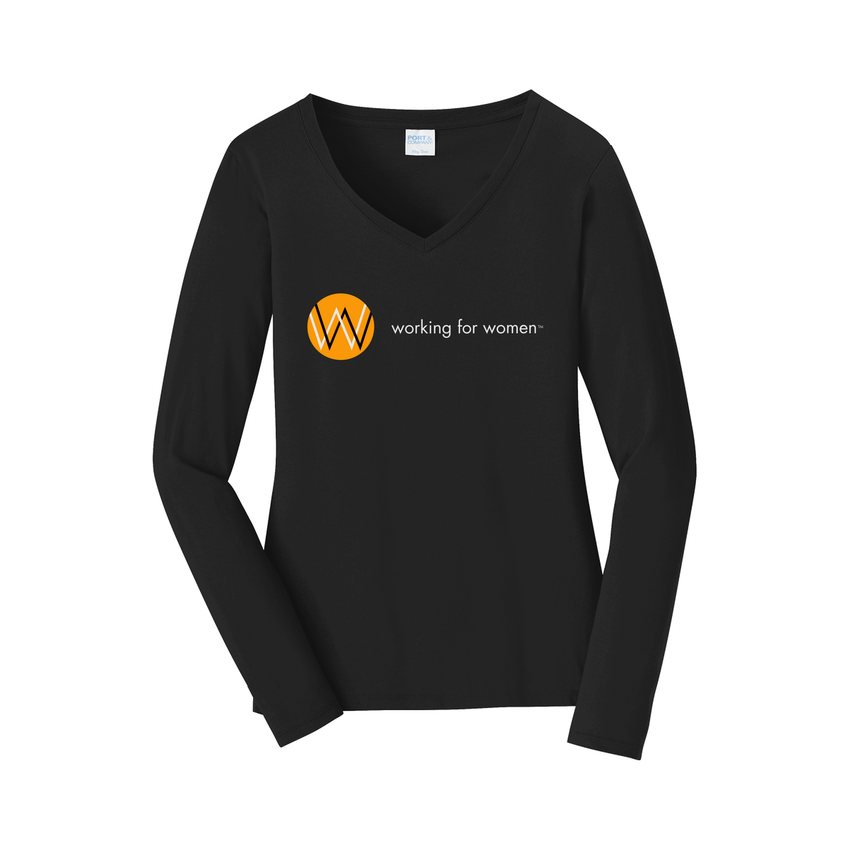workingforwomen-womens-long-sleeve-v-neck-dtf-front-LPC450VLS-jetblack-flat-front