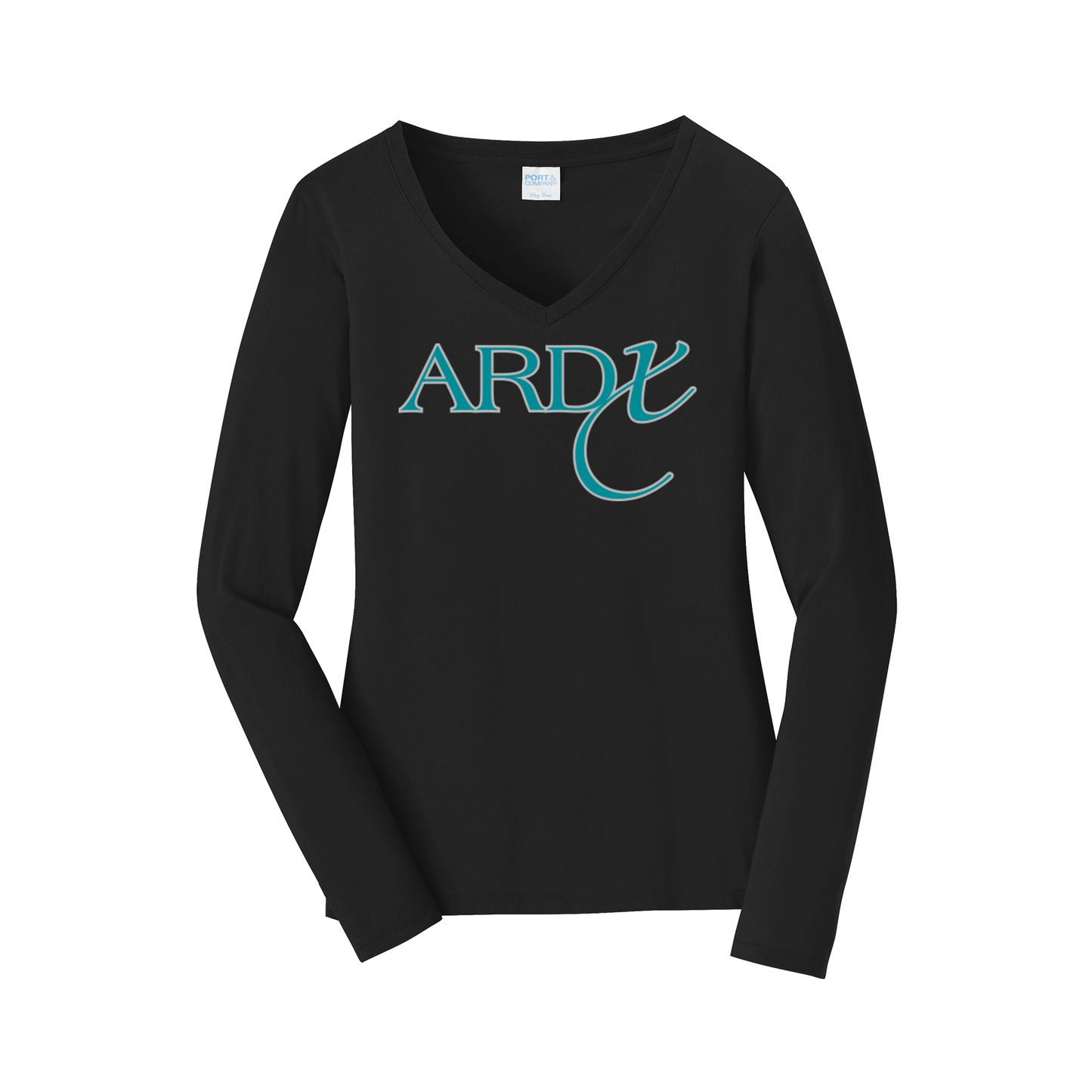 ardx-womens-long-sleeve-v-neck-dtf-front-LPC450VLS-jetblack-flat-front