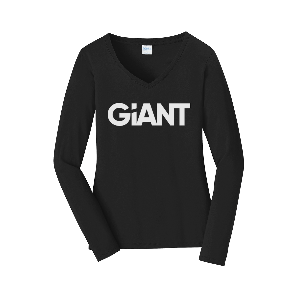 giantworldwide-womens-long-sleeve-v-neck-dtf-front-LPC450VLS-jetblack-flat-front