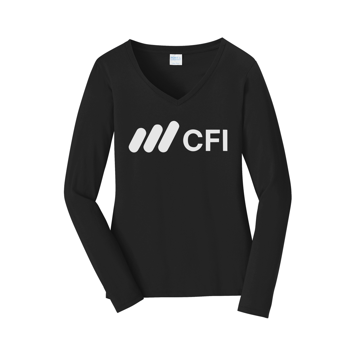 corporatefinanceinstitute-womens-long-sleeve-v-neck-dtf-front-LPC450VLS-jetblack-flat-front