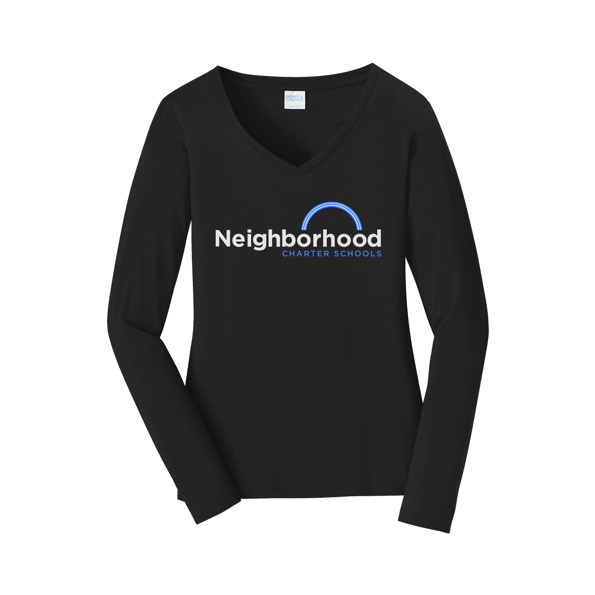 ncschools-womens-long-sleeve-v-neck-dtf-front-LPC450VLS-jetblack-flat-front