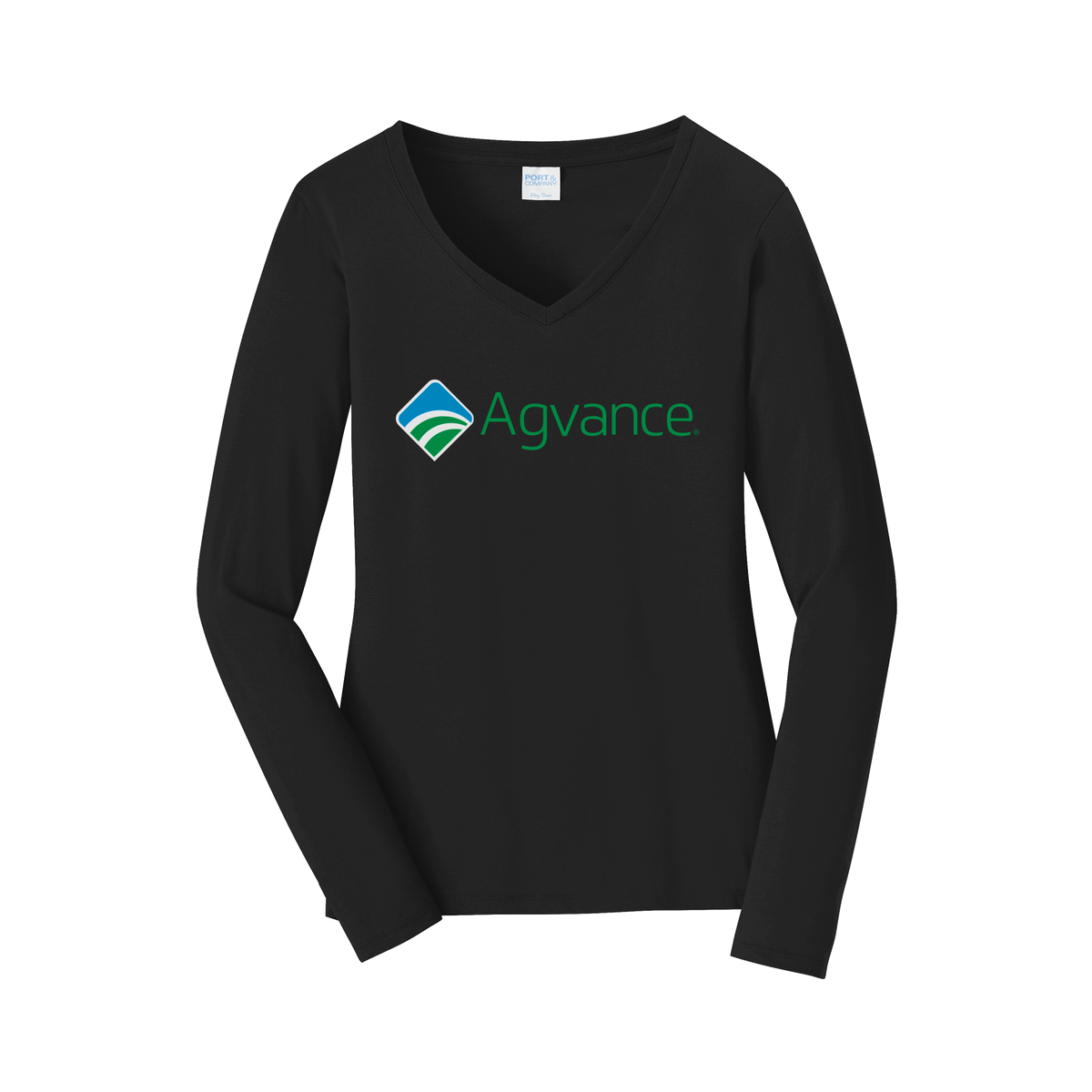agvance-womens-long-sleeve-v-neck-dtf-front-LPC450VLS-jetblack-flat-front