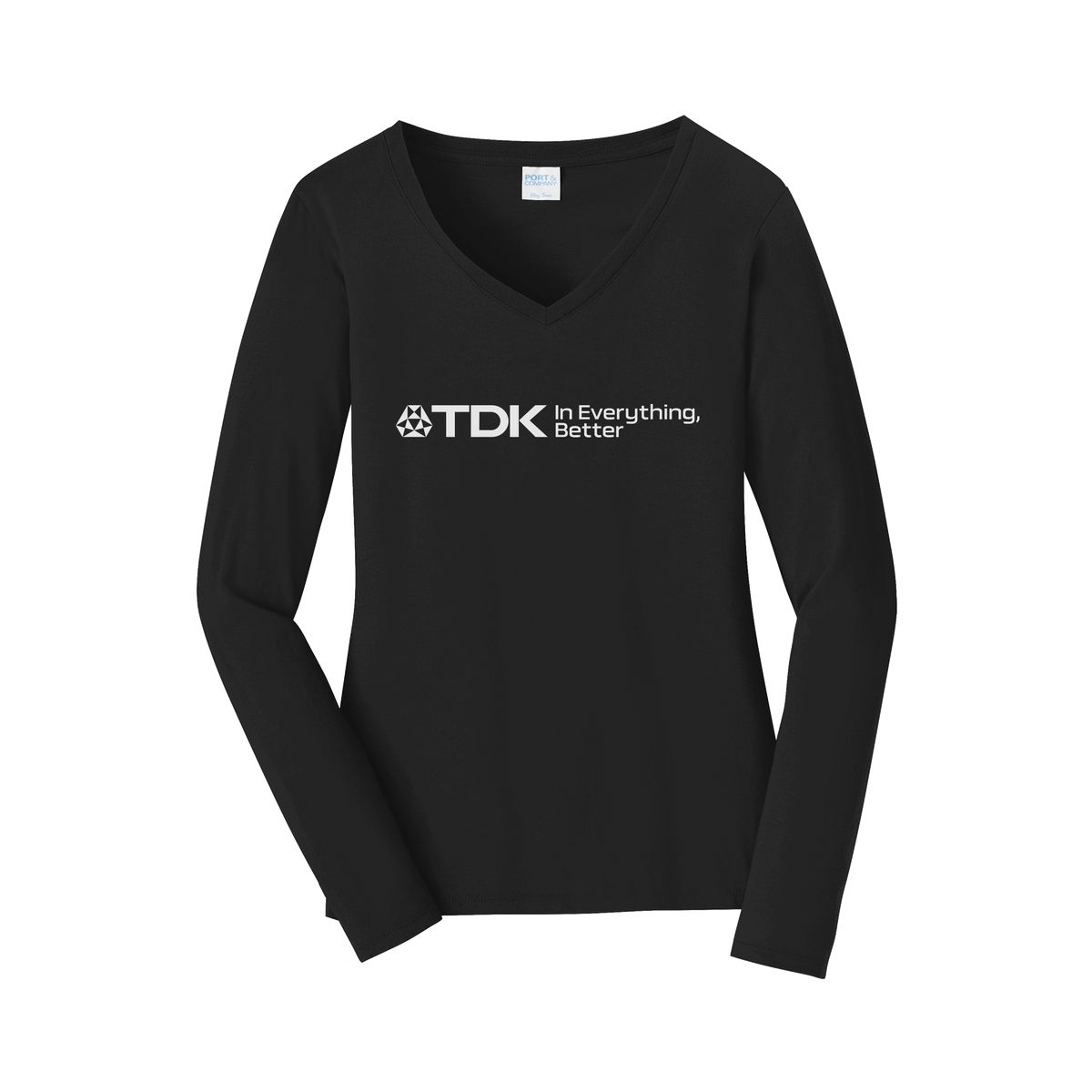 tdk-womens-long-sleeve-v-neck-dtf-front-LPC450VLS-jetblack-flat-front