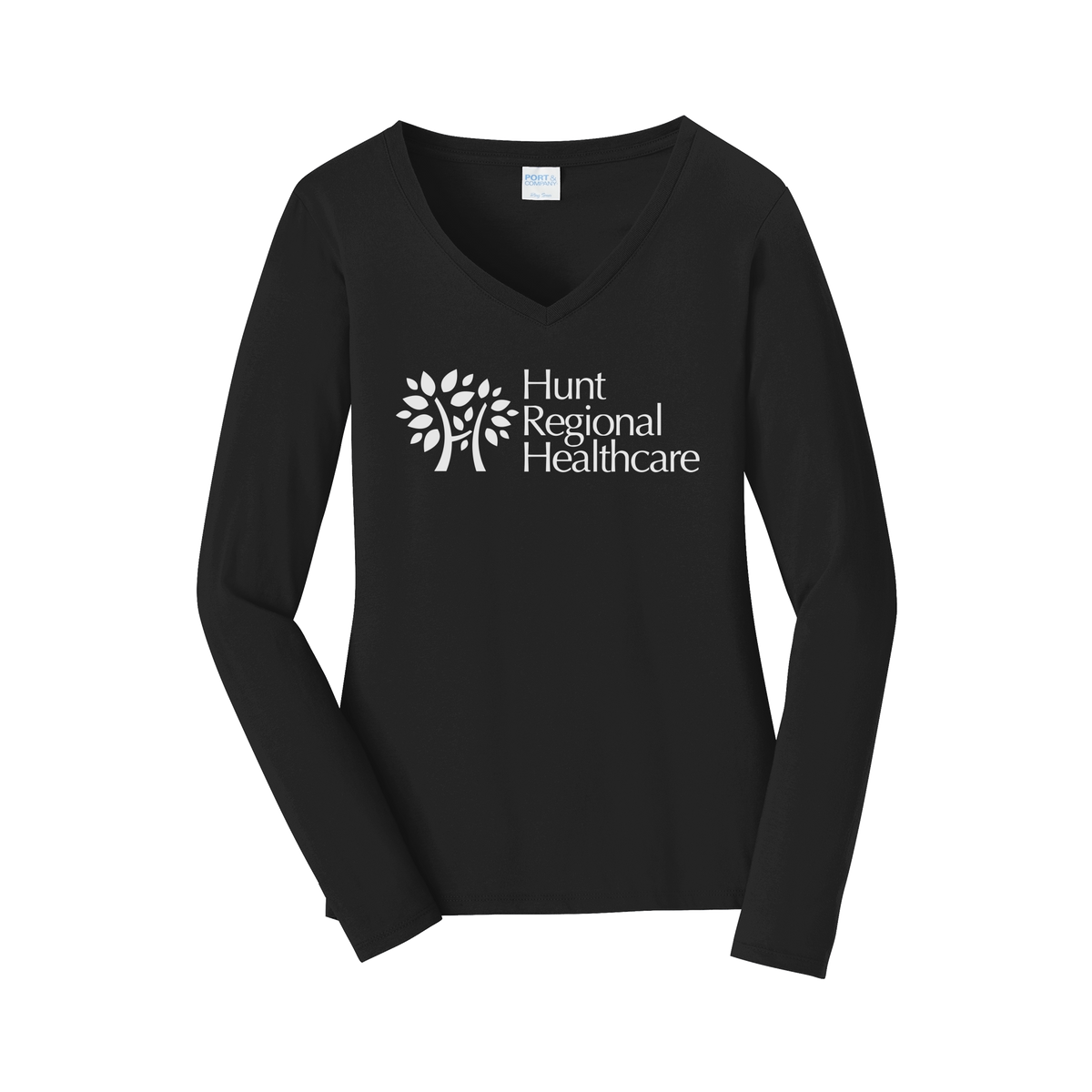 huntregional-womens-long-sleeve-v-neck-dtf-front-LPC450VLS-jetblack-flat-front