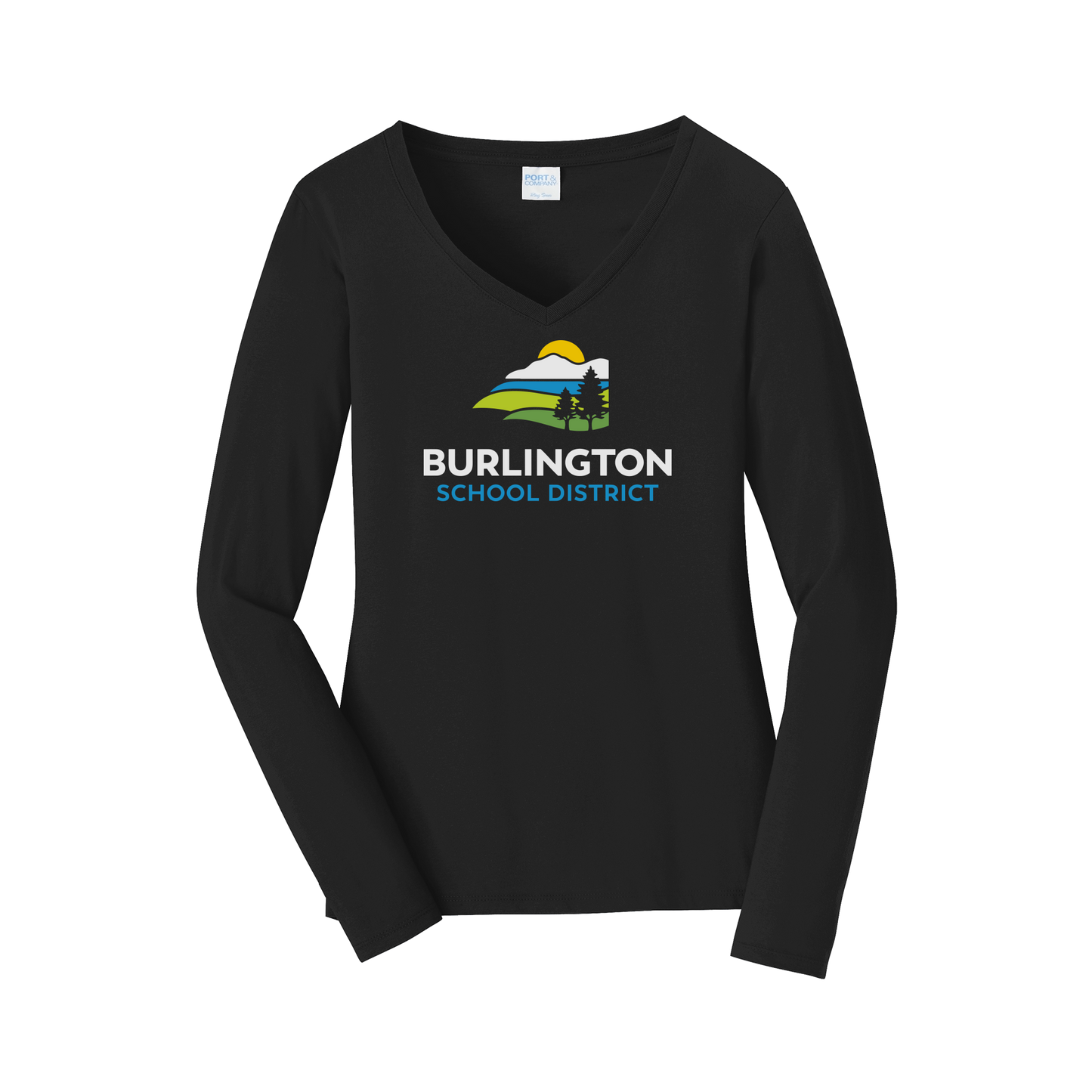 bsdvt-womens-long-sleeve-v-neck-dtf-front-LPC450VLS-jetblack-flat-front