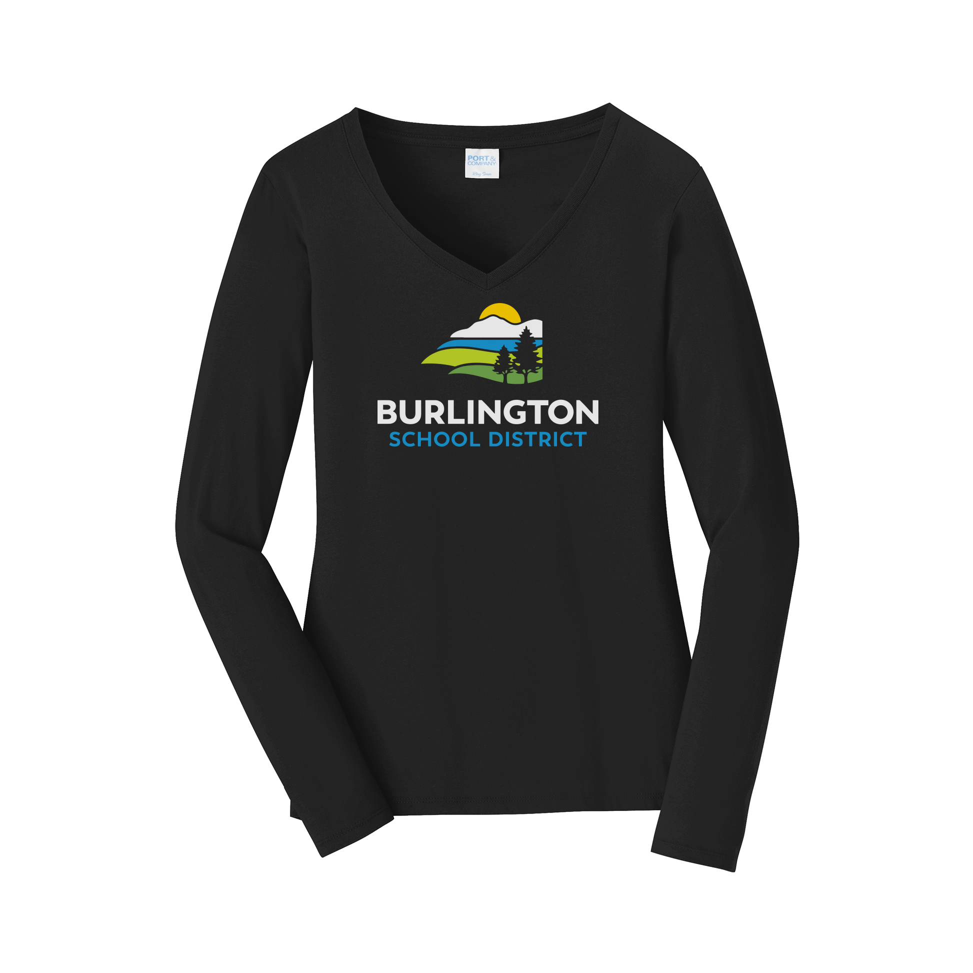 bsdvt-womens-long-sleeve-v-neck-dtf-front-LPC450VLS-jetblack-flat-front