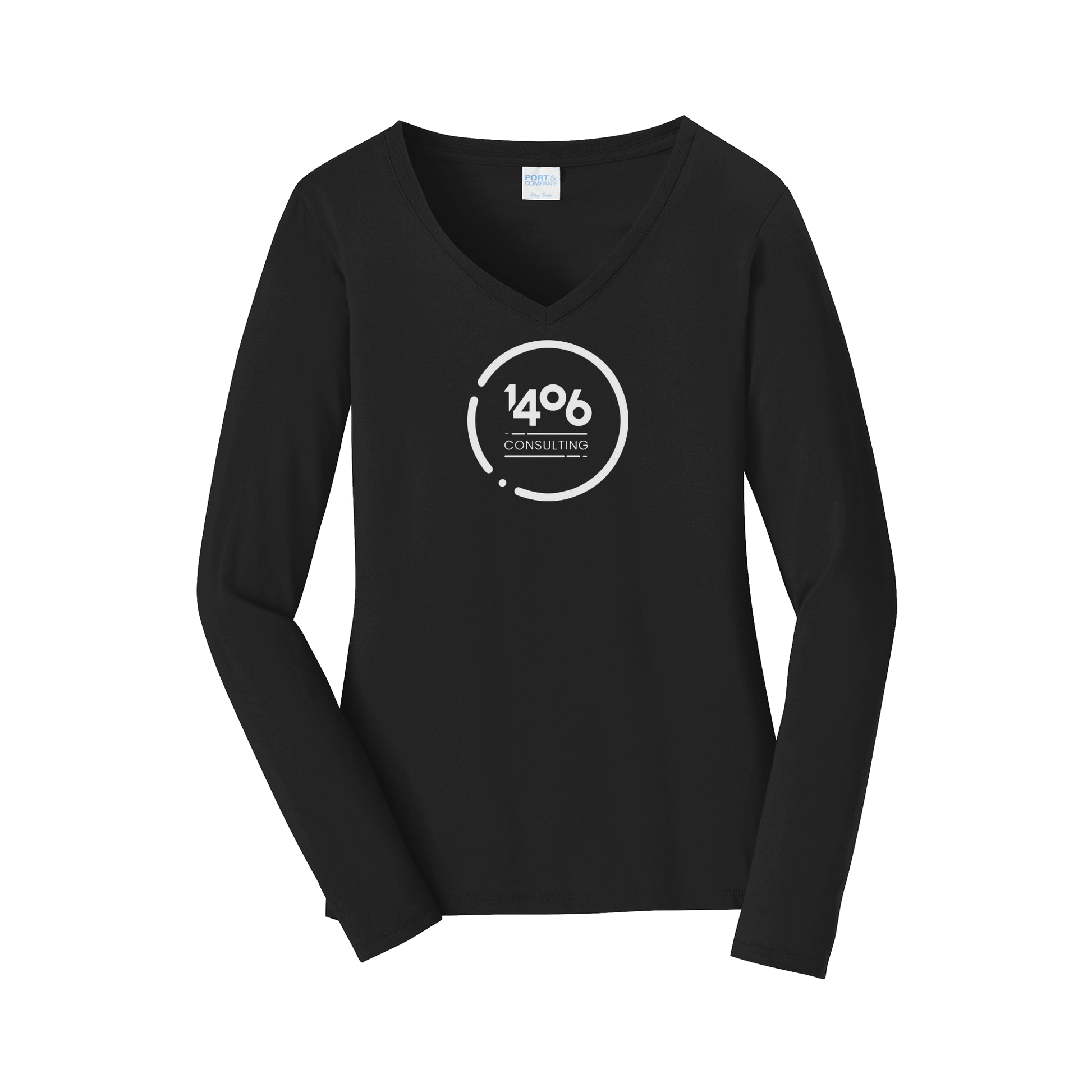 1406consulting-womens-long-sleeve-v-neck-dtf-front-LPC450VLS-jetblack-flat-front