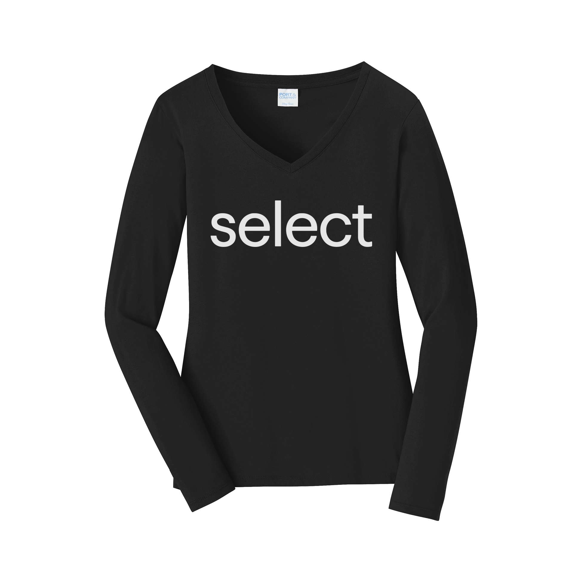 meetselect-womens-long-sleeve-v-neck-dtf-front-LPC450VLS-jetblack-flat-front