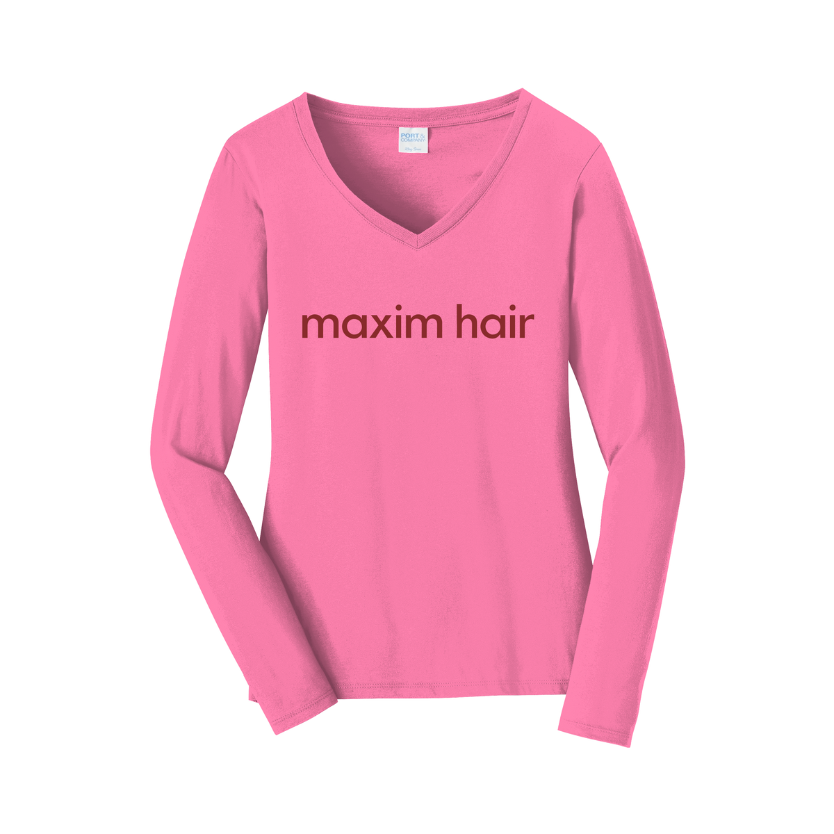 maximhairrestoration-womens-long-sleeve-v-neck-dtf-front-LPC450VLS-newpink-flat-front