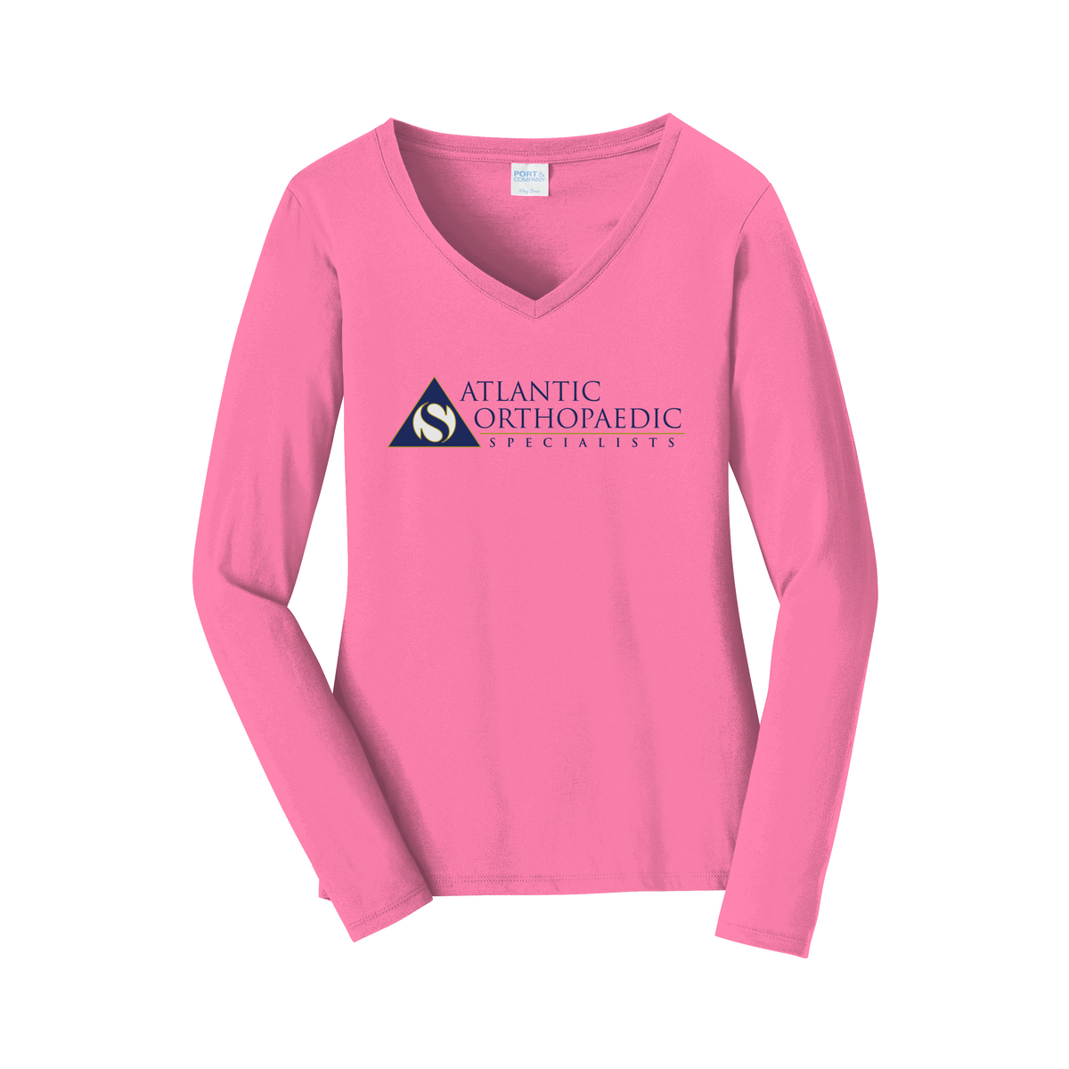 atlanticortho-womens-long-sleeve-v-neck-dtf-front-LPC450VLS-newpink-flat-front