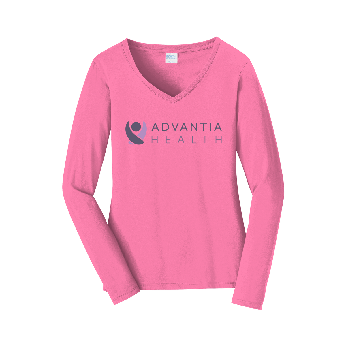 advantiahealth-womens-long-sleeve-v-neck-dtf-front-LPC450VLS-newpink-flat-front