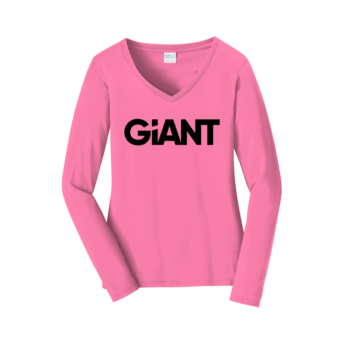 giantworldwide-womens-long-sleeve-v-neck-dtf-front-LPC450VLS-newpink-flat-front