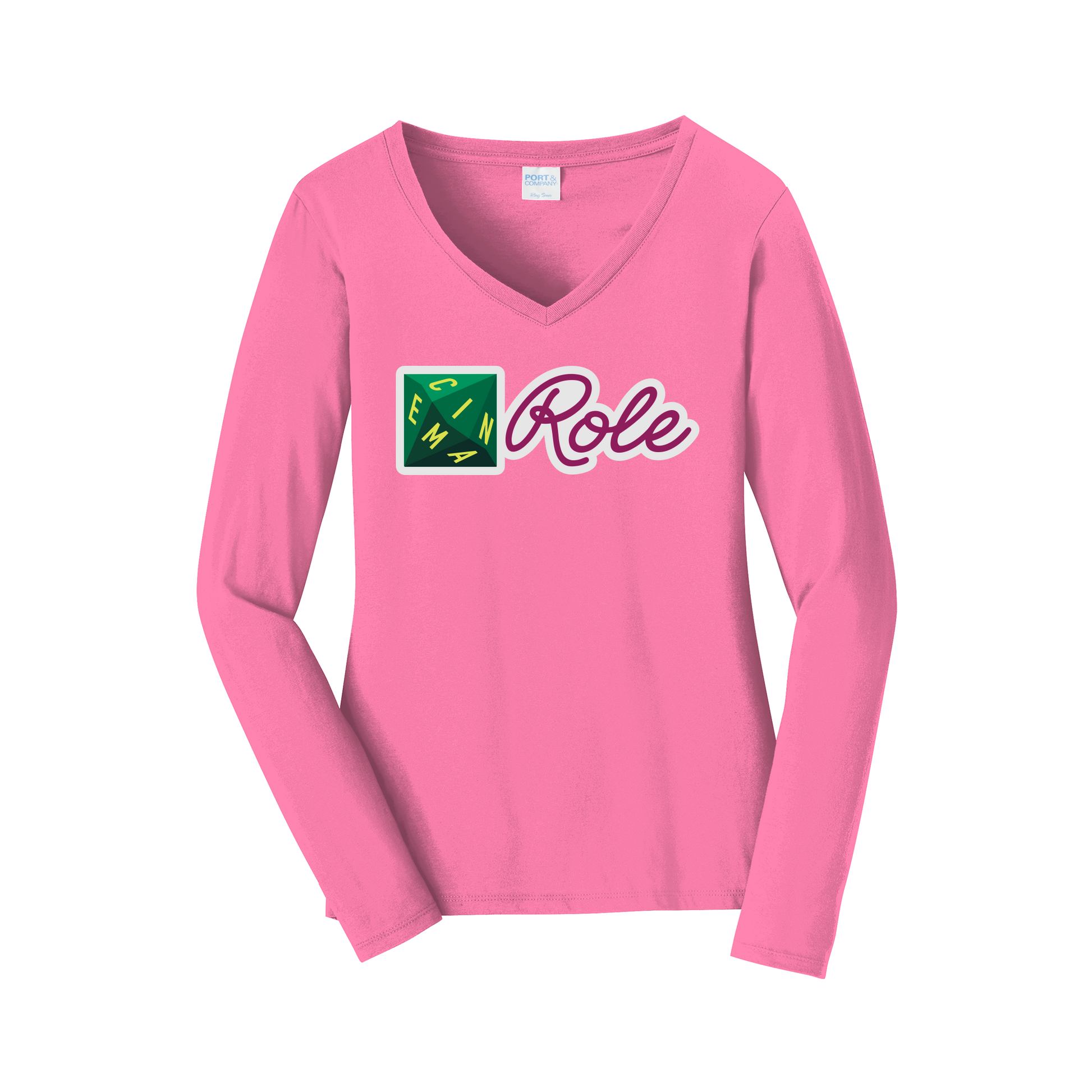 cinemarole-womens-long-sleeve-v-neck-dtf-front-LPC450VLS-newpink-flat-front