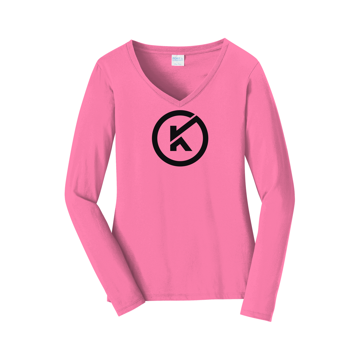 kitmanlabs-womens-long-sleeve-v-neck-dtf-front-LPC450VLS-newpink-flat-front