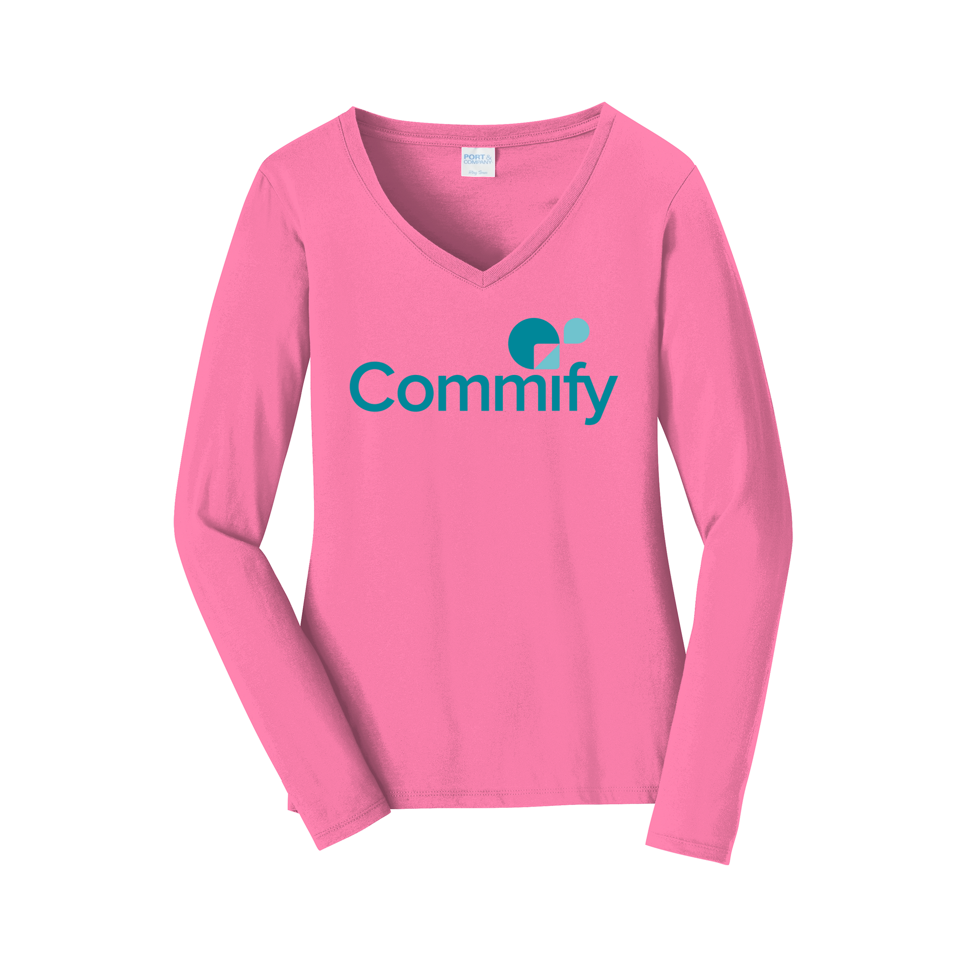 commify-womens-long-sleeve-v-neck-dtf-front-LPC450VLS-newpink-flat-front