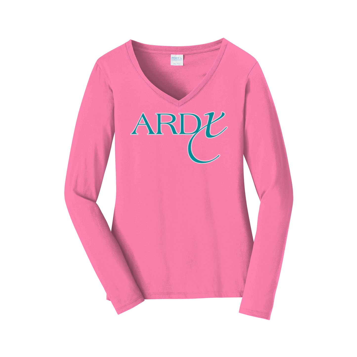ardx-womens-long-sleeve-v-neck-dtf-front-LPC450VLS-newpink-flat-front