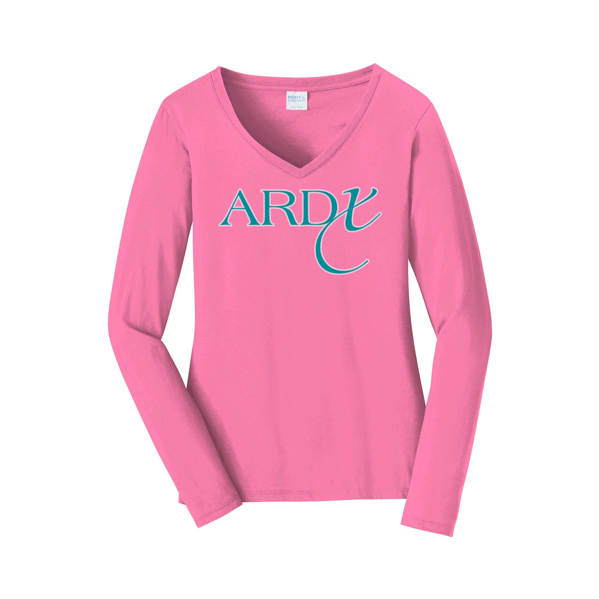 ardx-womens-long-sleeve-v-neck-dtf-front-LPC450VLS-newpink-flat-front