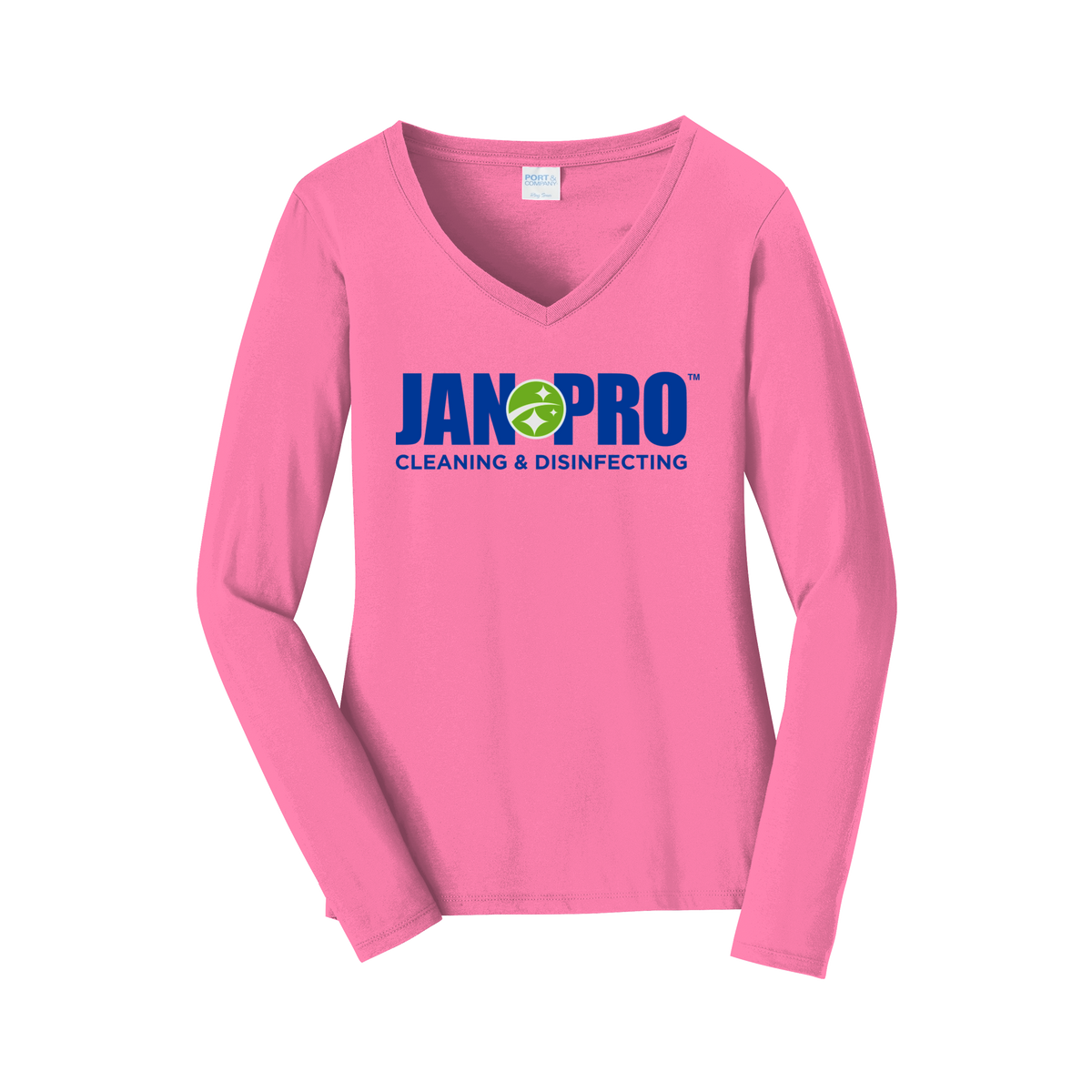 jan-pro-womens-long-sleeve-v-neck-dtf-front-LPC450VLS-newpink-flat-front