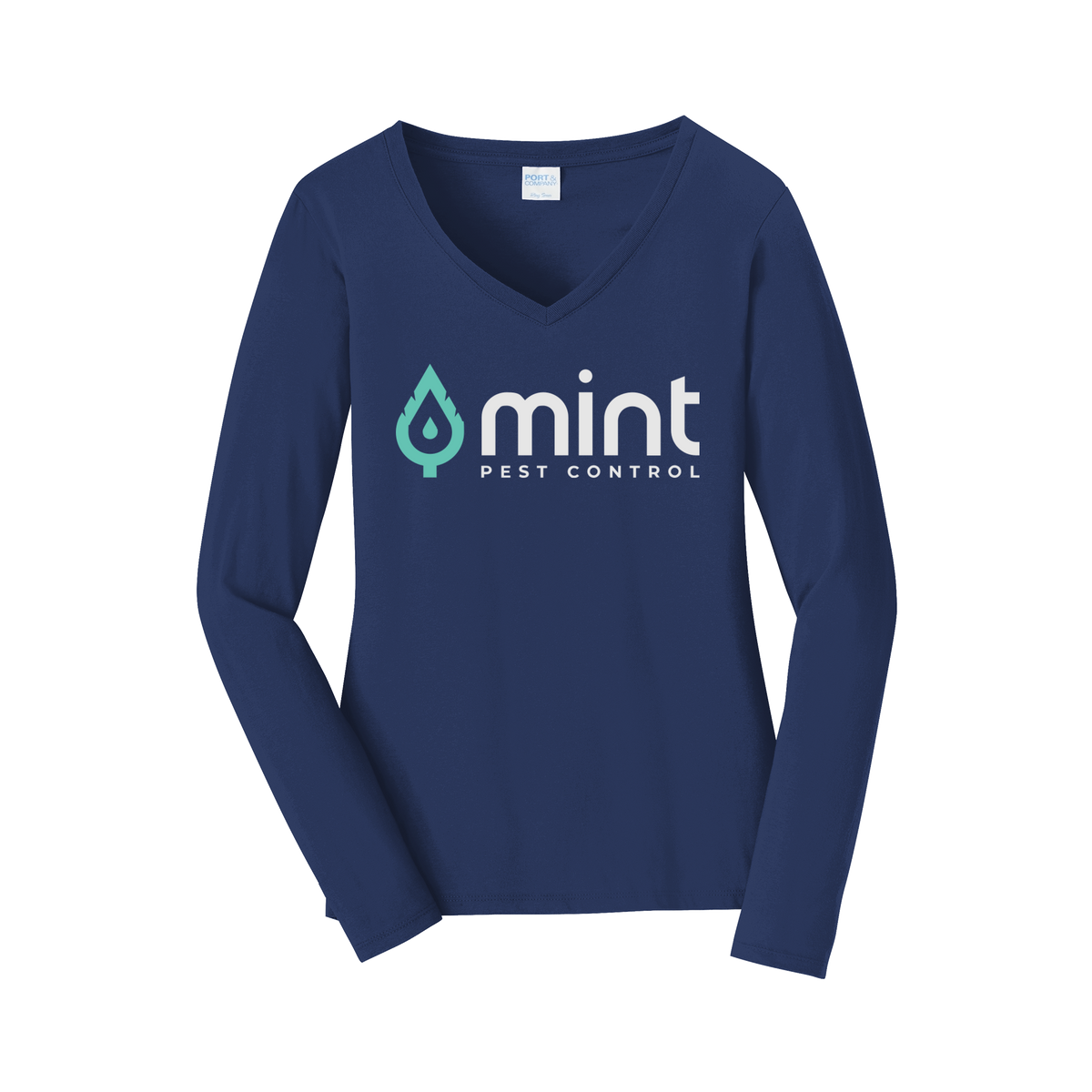 mintpest-womens-long-sleeve-v-neck-dtf-front-LPC450VLS-teamnavy-flat-front
