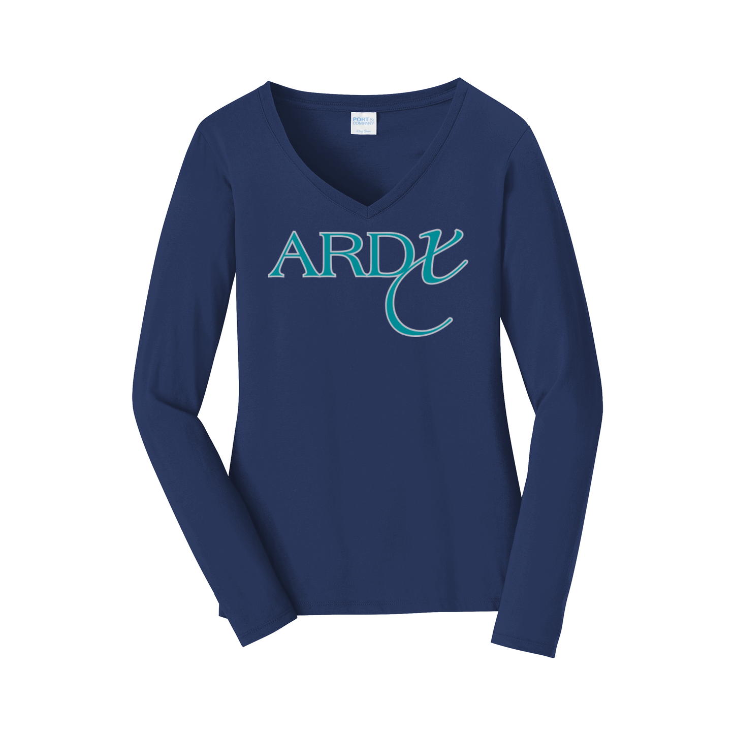 ardx-womens-long-sleeve-v-neck-dtf-front-LPC450VLS-teamnavy-flat-front