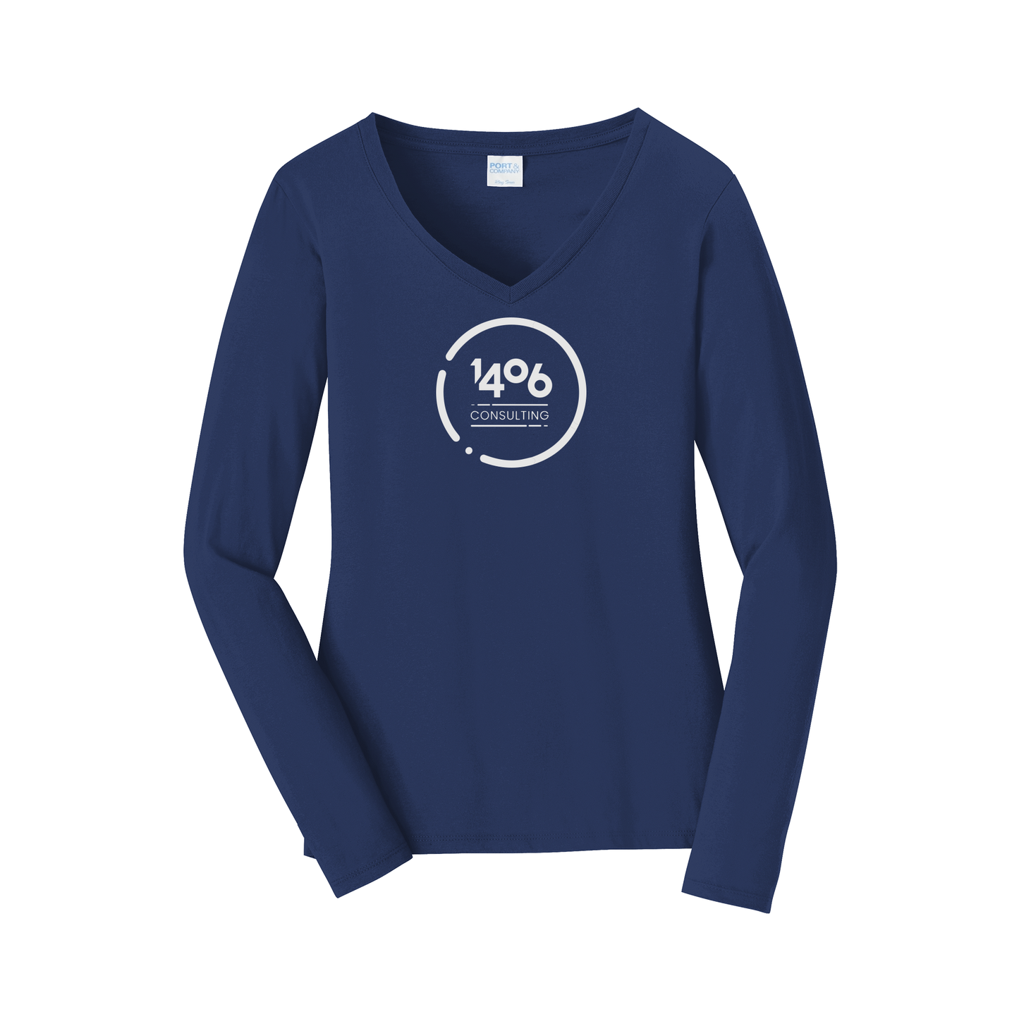 1406consulting-womens-long-sleeve-v-neck-dtf-front-LPC450VLS-teamnavy-flat-front