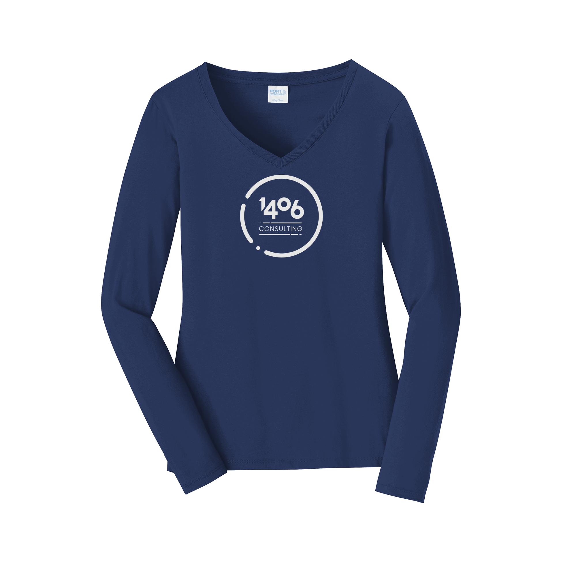 1406consulting-womens-long-sleeve-v-neck-dtf-front-LPC450VLS-teamnavy-flat-front