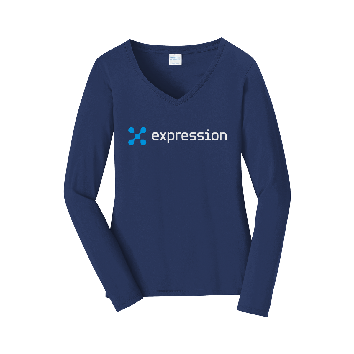 expr-womens-long-sleeve-v-neck-dtf-front-LPC450VLS-teamnavy-flat-front