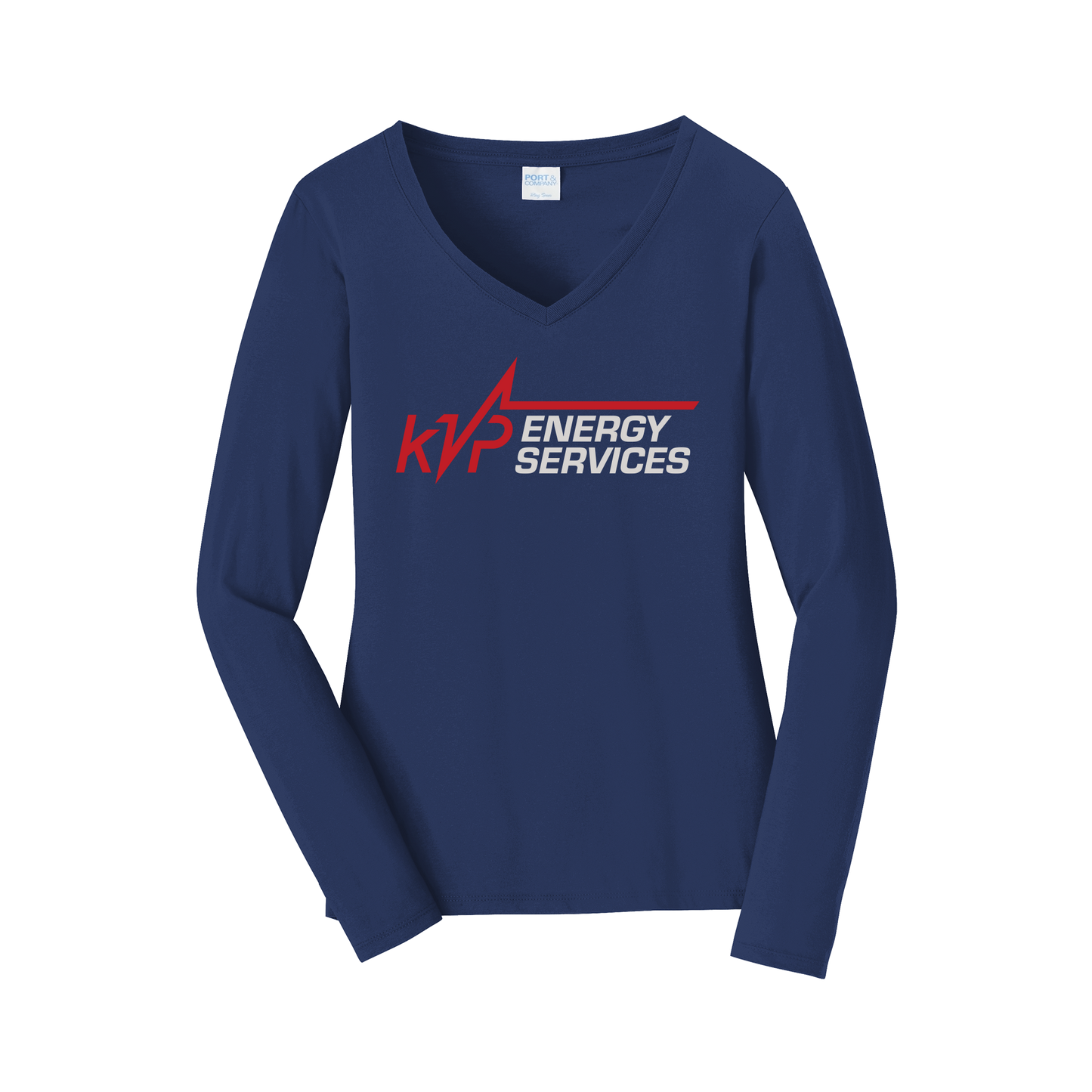 kvpenergy-womens-long-sleeve-v-neck-dtf-front-LPC450VLS-teamnavy-flat-front