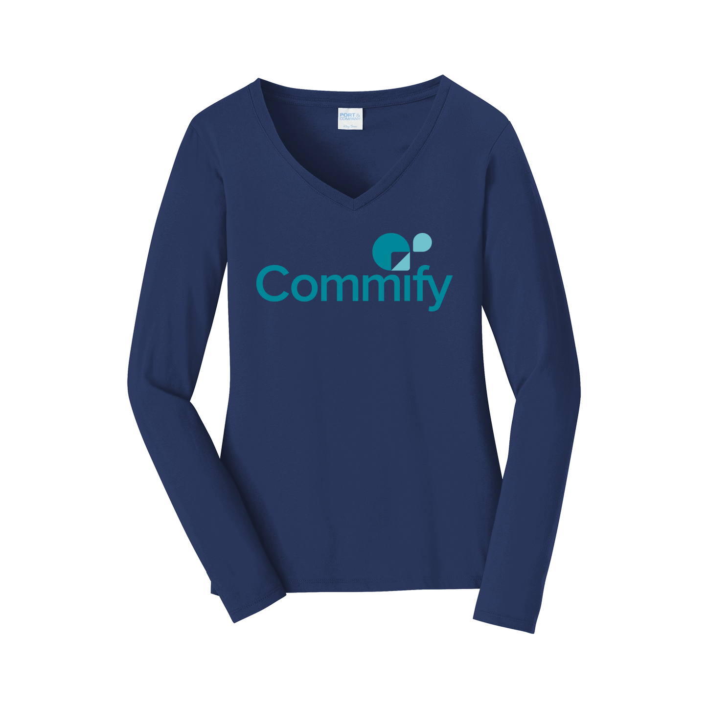 commify-womens-long-sleeve-v-neck-dtf-front-LPC450VLS-teamnavy-flat-front