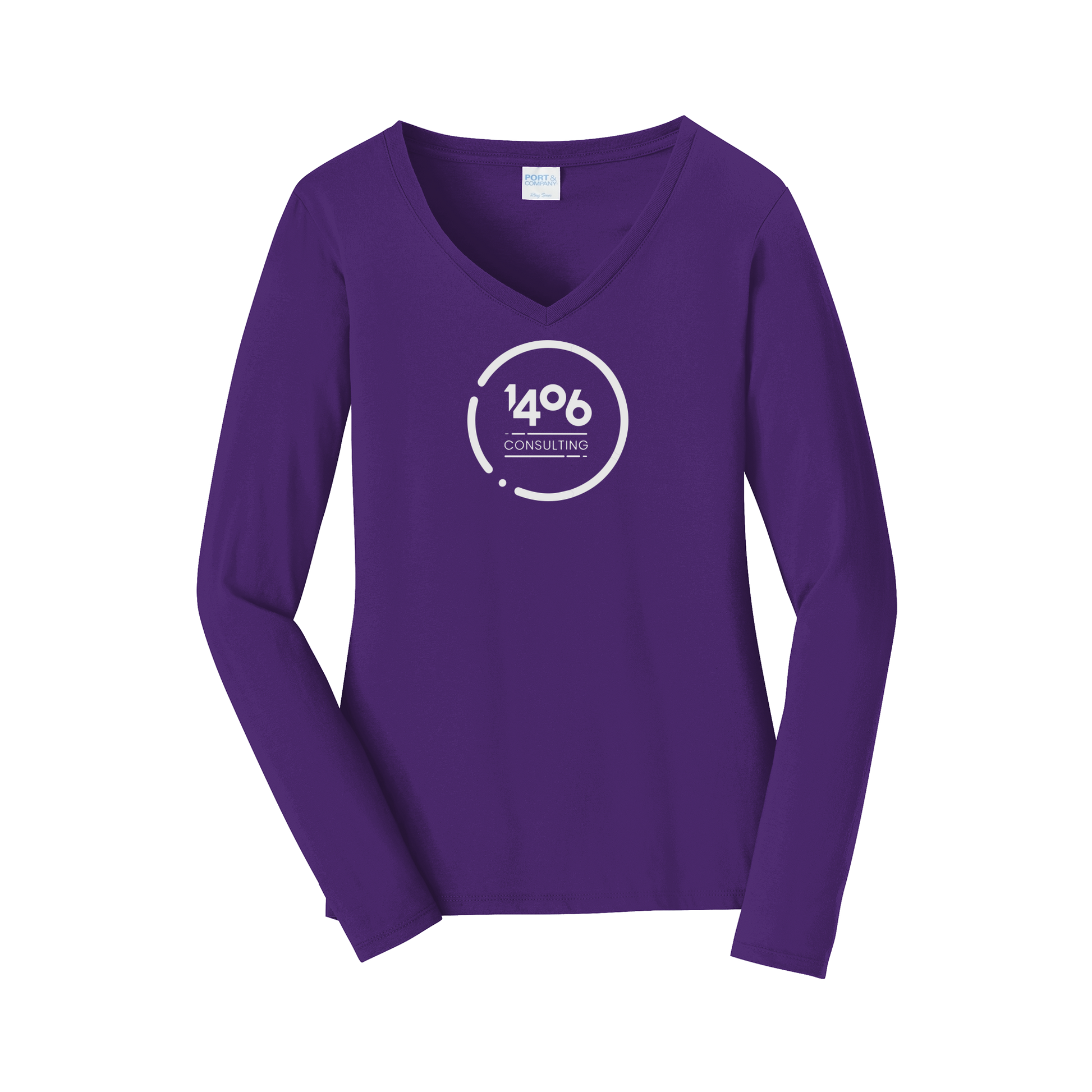 1406consulting-womens-long-sleeve-v-neck-dtf-front-LPC450VLS-teampurple-flat-front