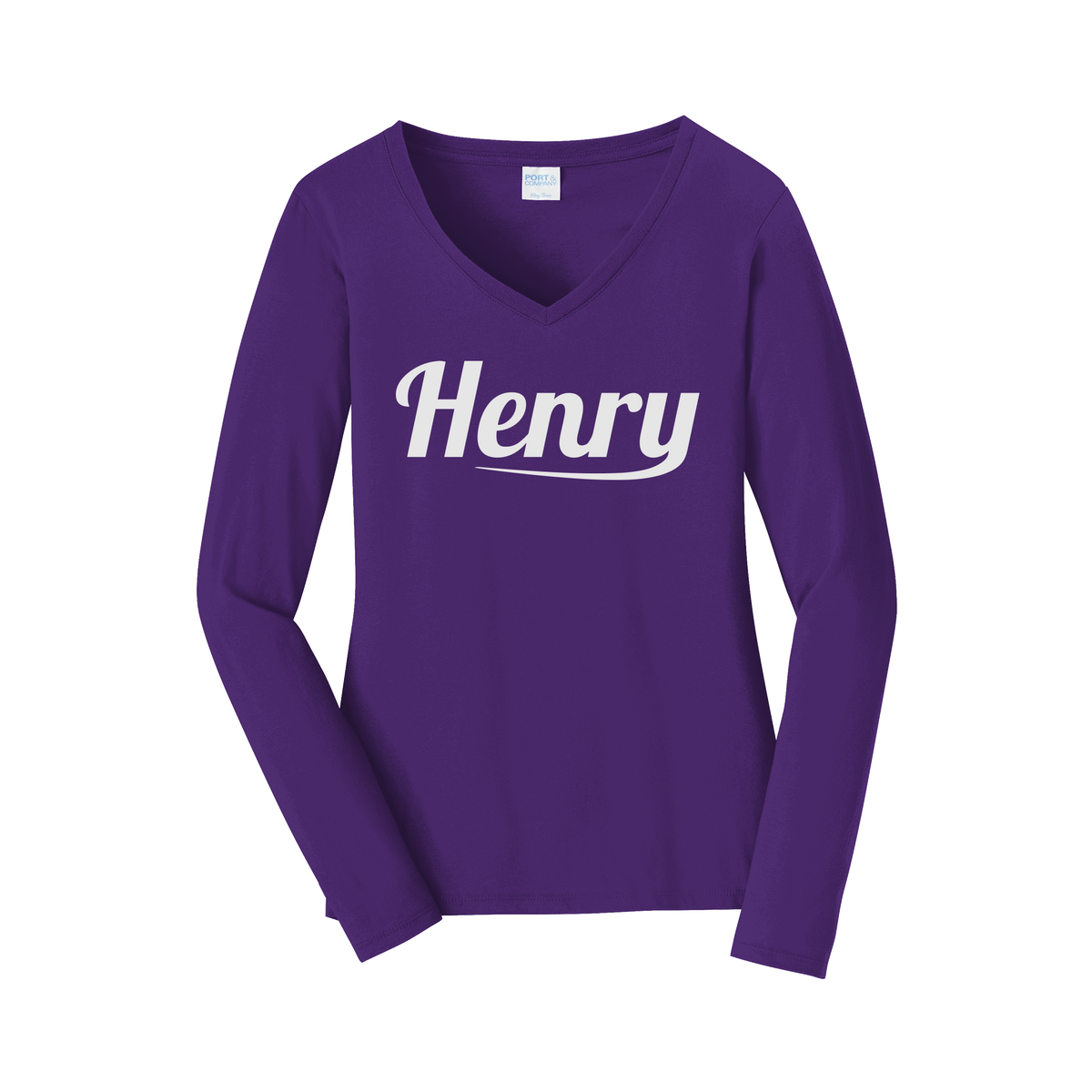 henrymeds-womens-long-sleeve-v-neck-dtf-front-LPC450VLS-teampurple-flat-front