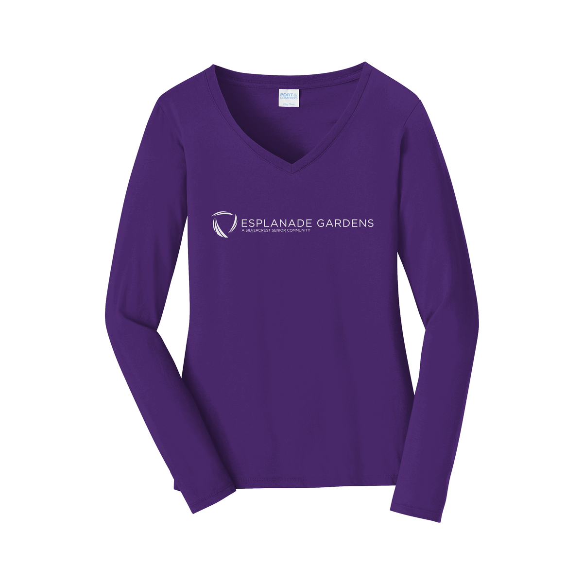 esplanadeseniorcampus-womens-long-sleeve-v-neck-dtf-front-LPC450VLS-teampurple-flat-front