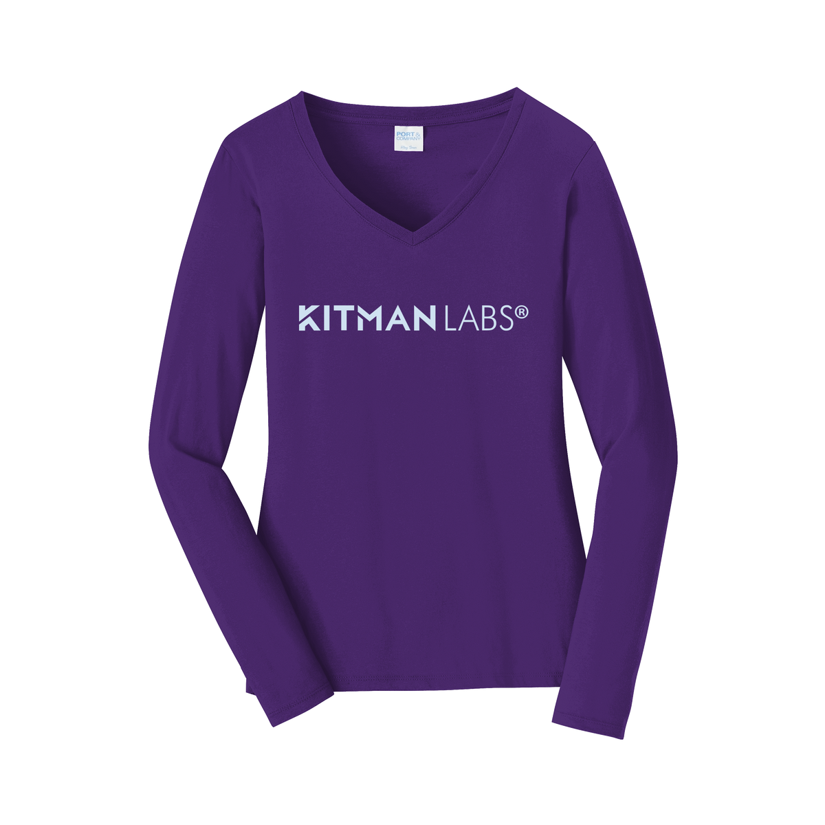 kitmanlabs-womens-long-sleeve-v-neck-dtf-front-LPC450VLS-teampurple-flat-front