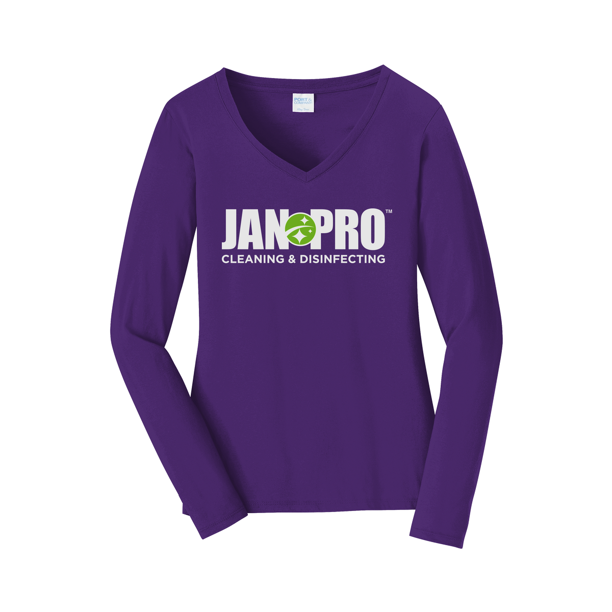 jan-pro-womens-long-sleeve-v-neck-dtf-front-LPC450VLS-teampurple-flat-front